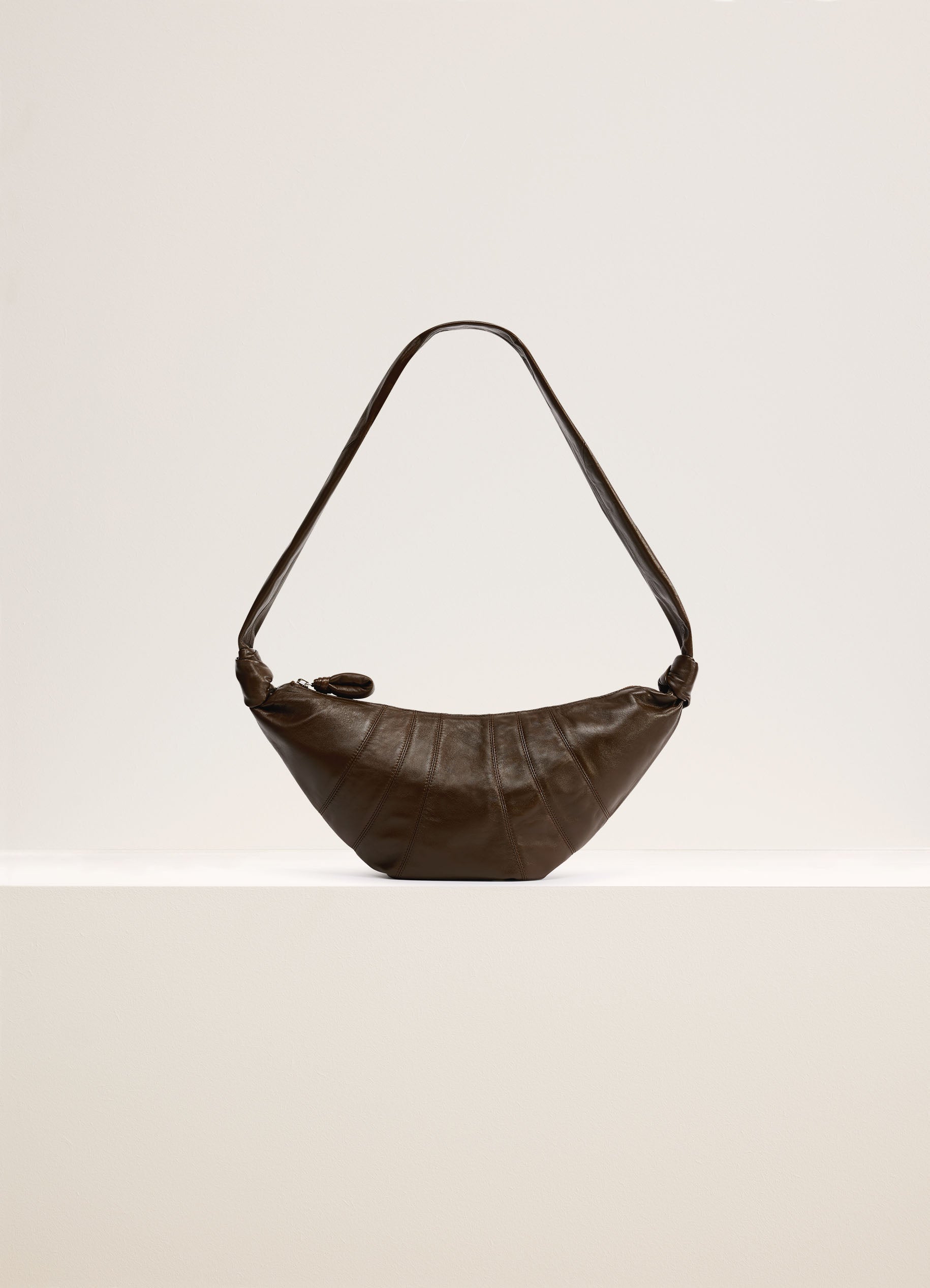 Dark Tobacco Medium Croissant Bag in Soft Nappa Leather | LEMAIRE