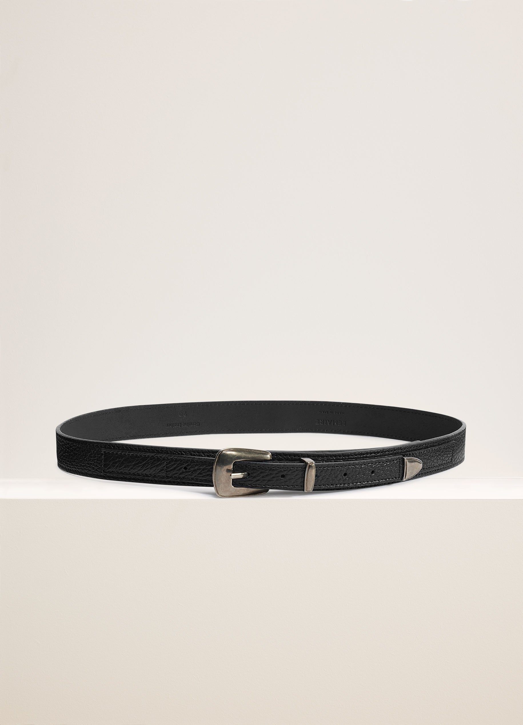 Minimal Western Belt In Black Grained Leather | LEMAIRE