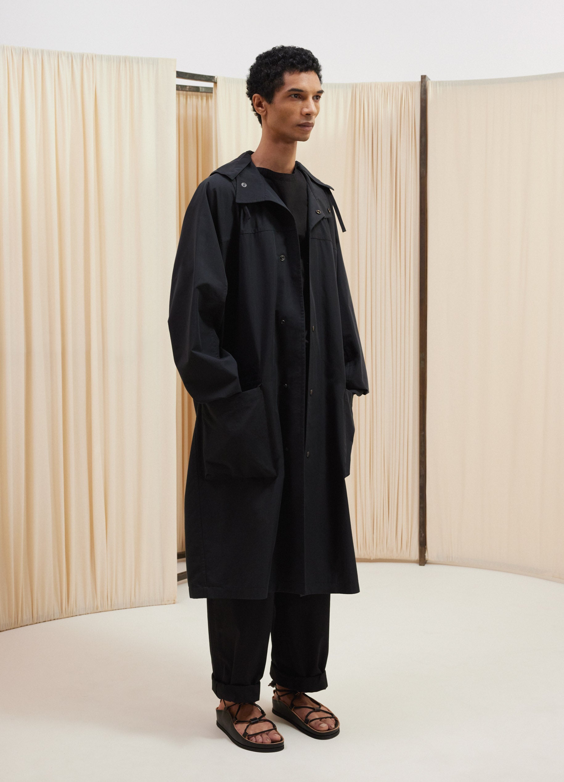 Long Water-Repellent Parka in Black | LEMAIRE