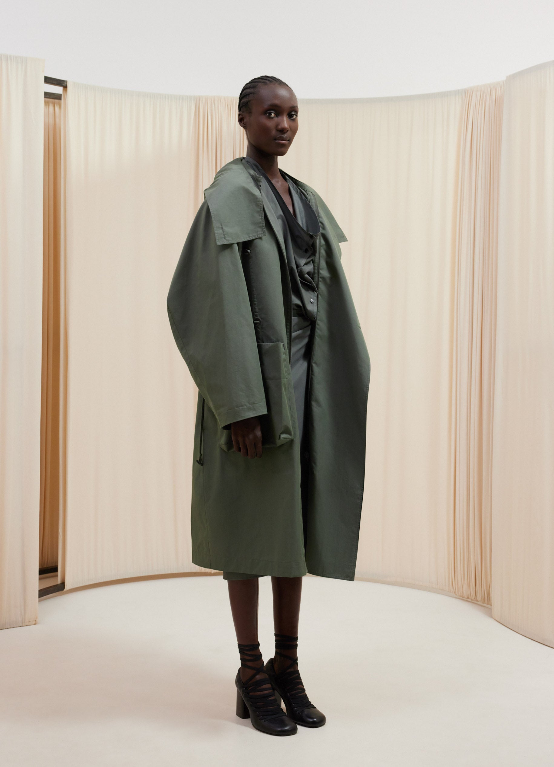 Asymmetrical Coat in Ash Grey | LEMAIRE