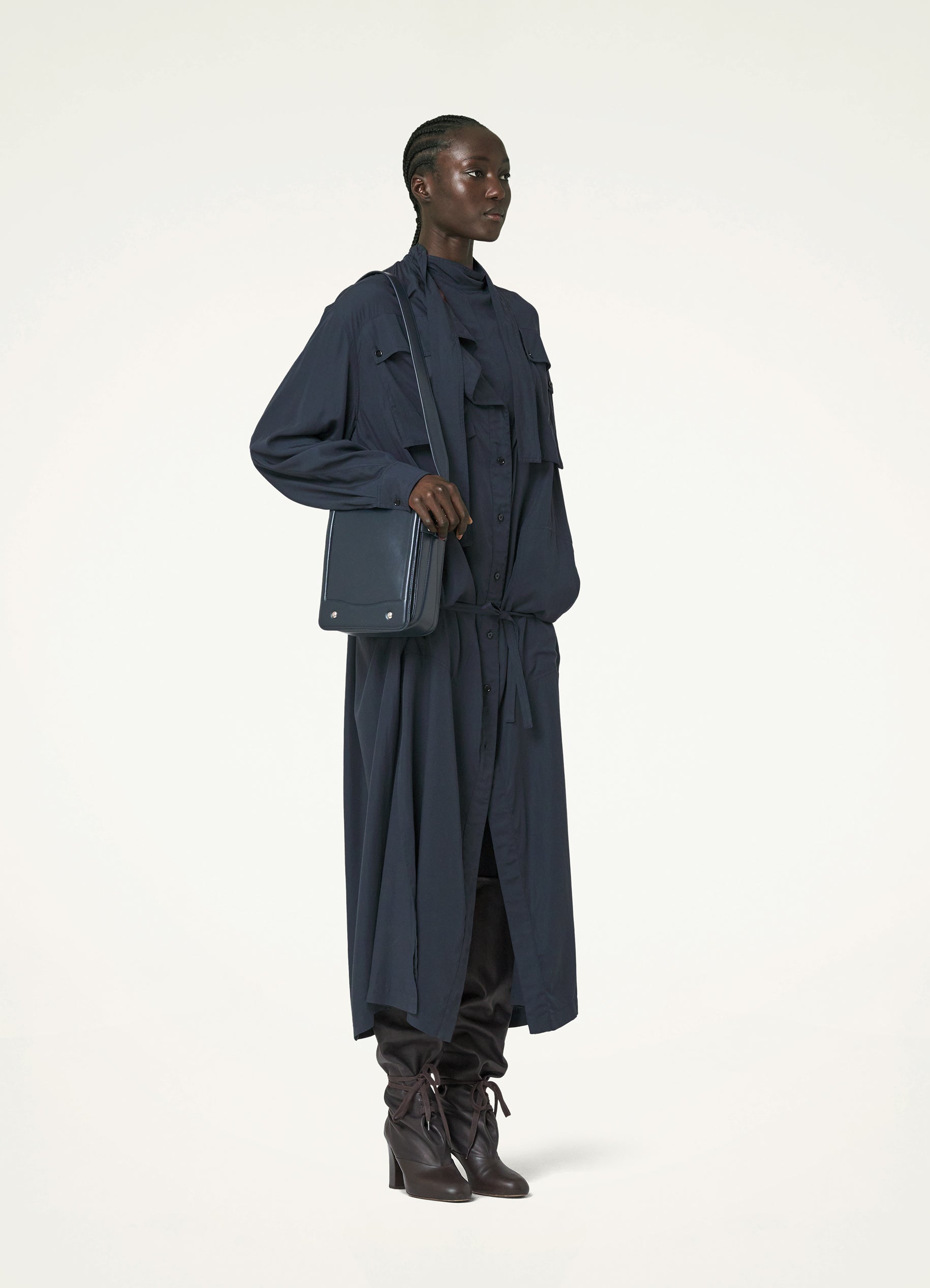 Midnight Blue Two Pockets Blouse Dress in Lyocell | LEMAIRE