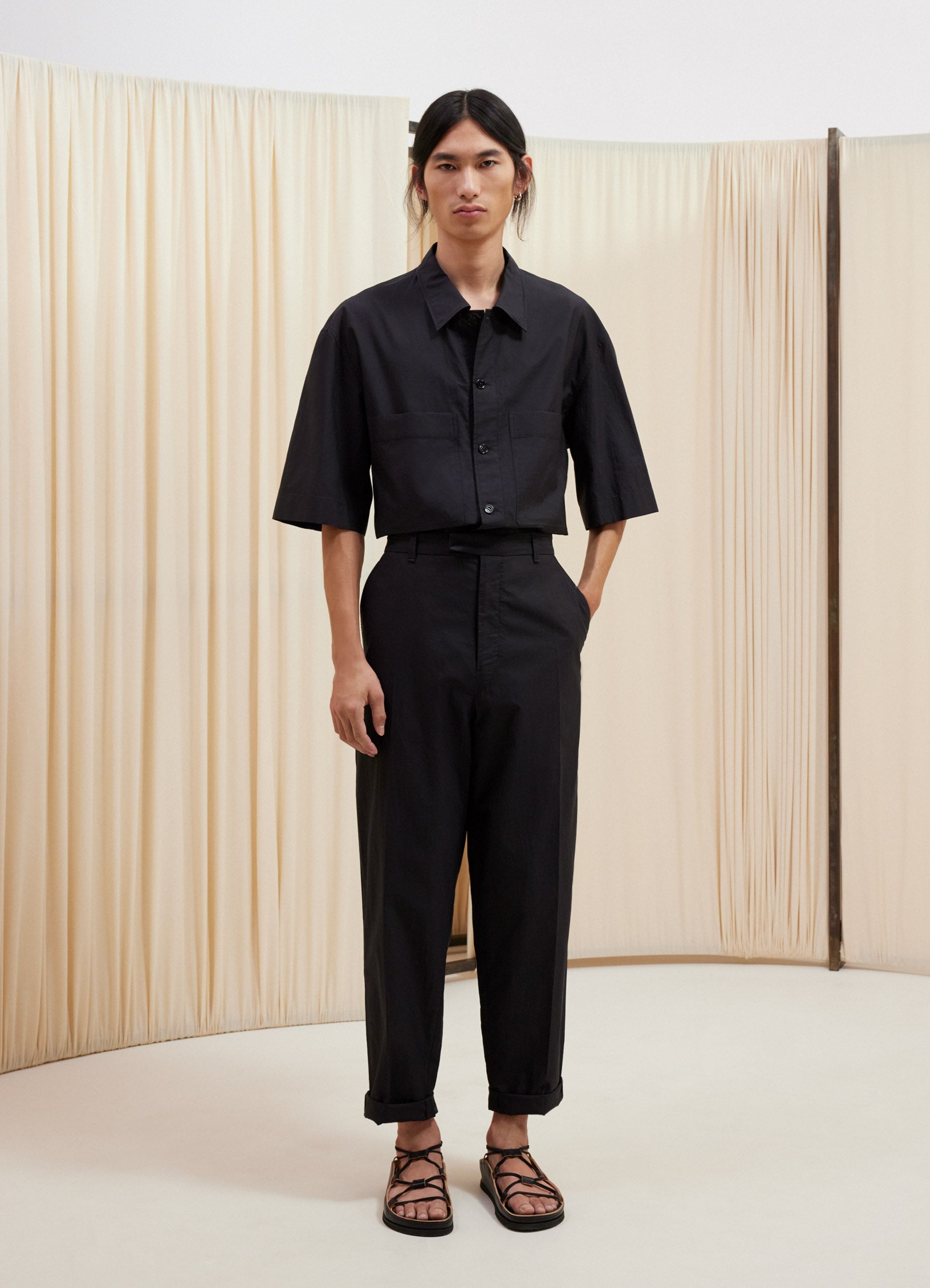 Black Carrot Pants in Washed Cotton Silk | LEMAIRE