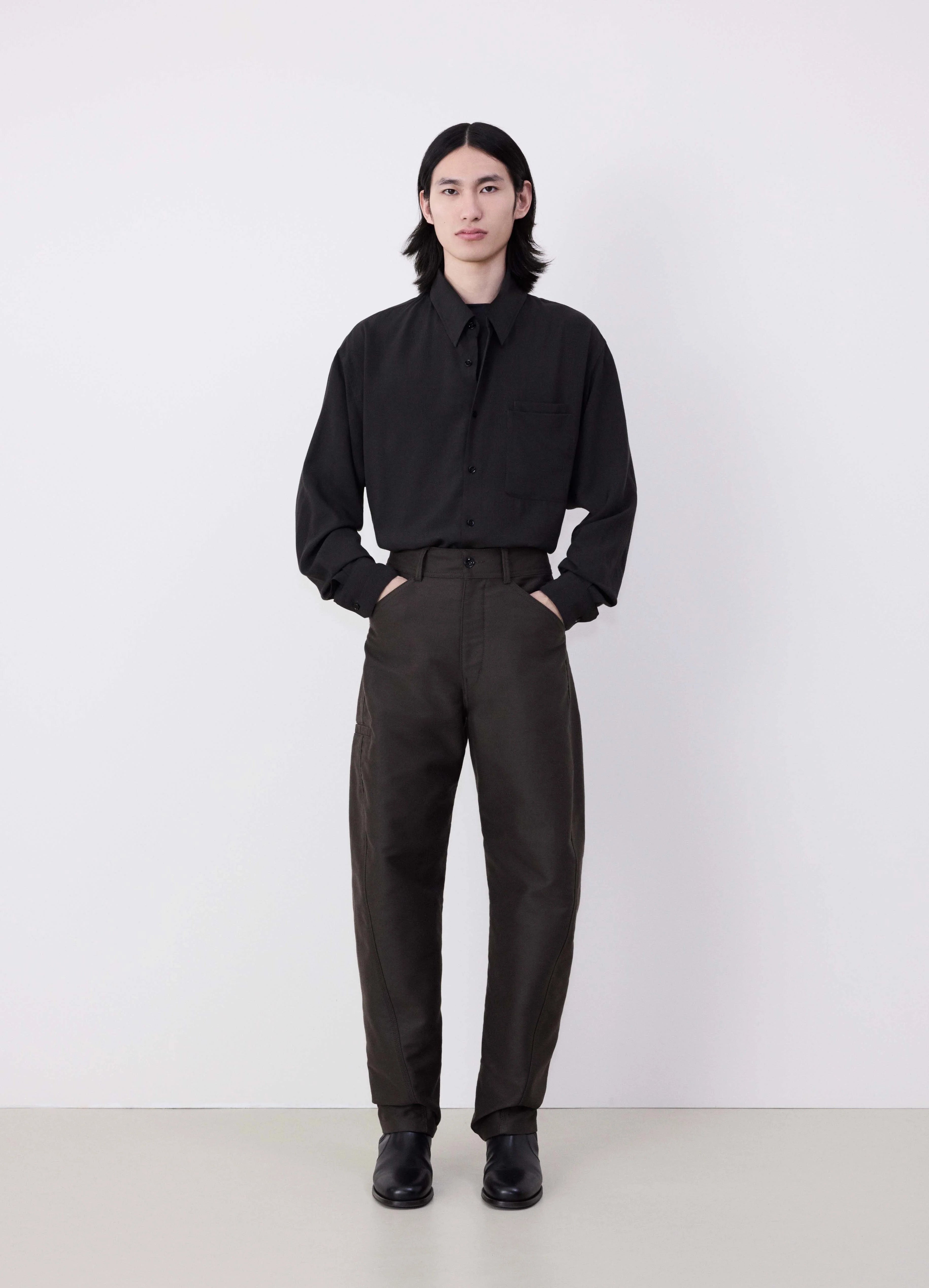 Dark brown twisted workwear pants