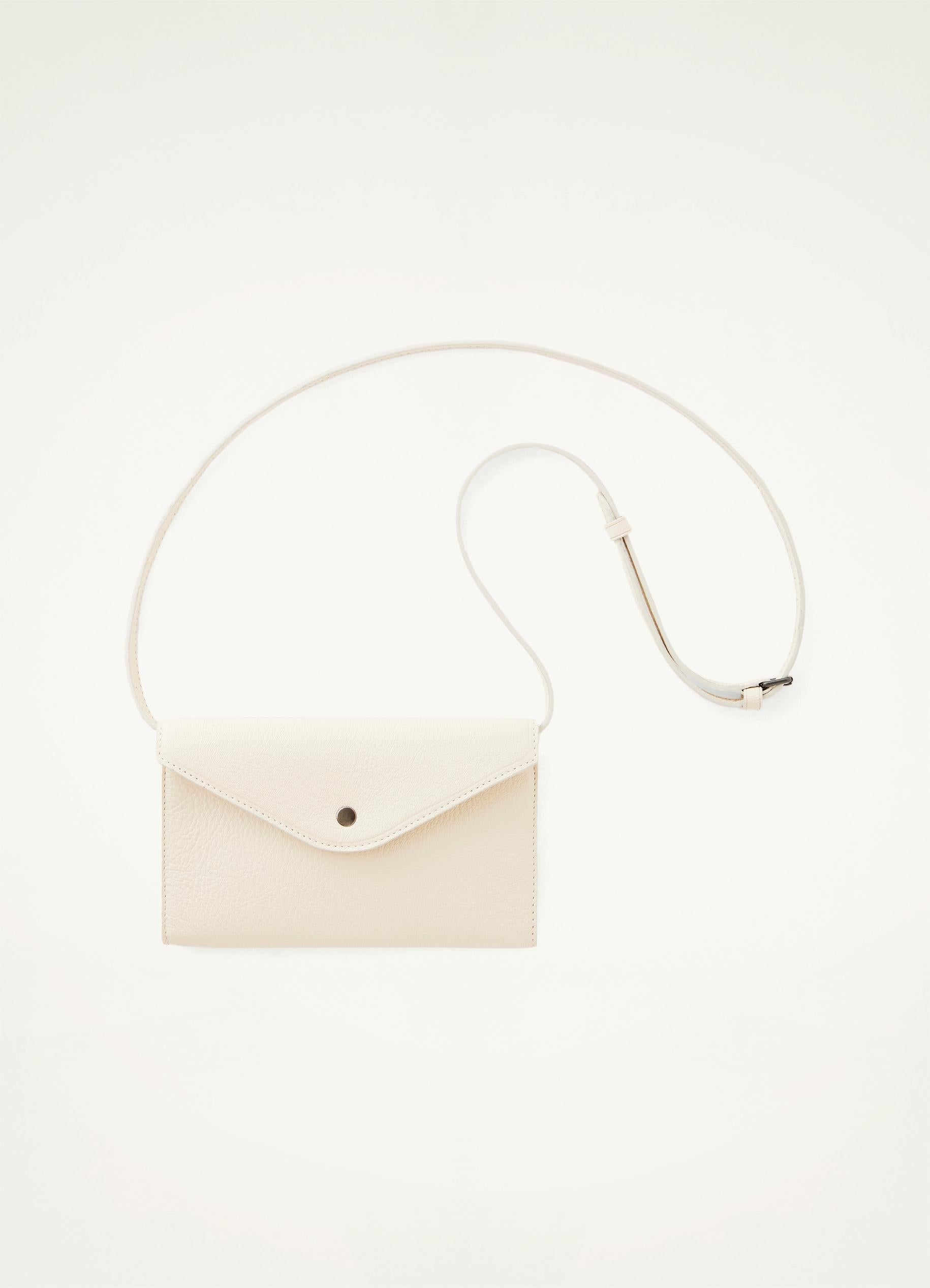 Light Cream Enveloppe Continental Wallet With Strap in Goat Leather |  LEMAIRE