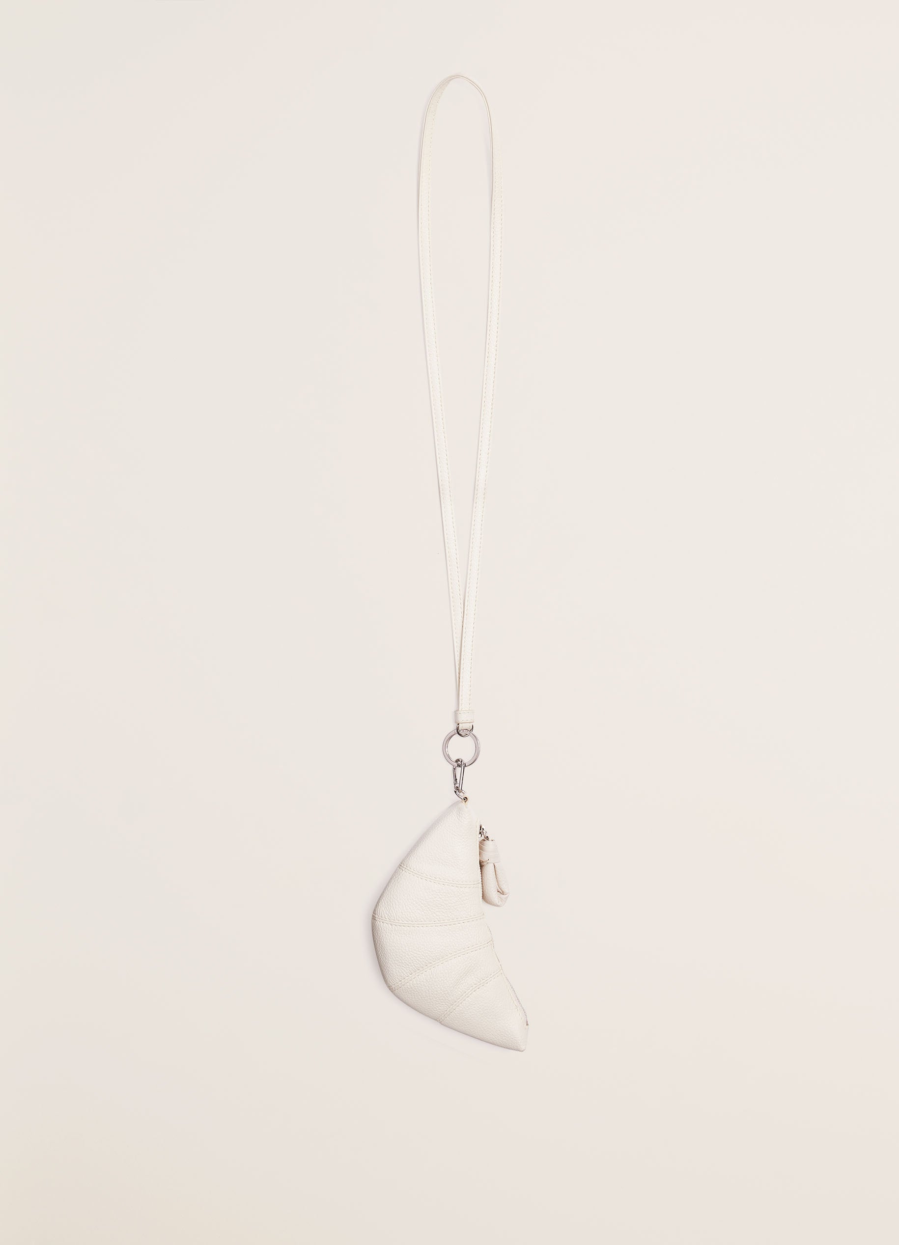 Chalk Croissant Coin Purse Necklace in Soft Grained Leather | LEMAIRE