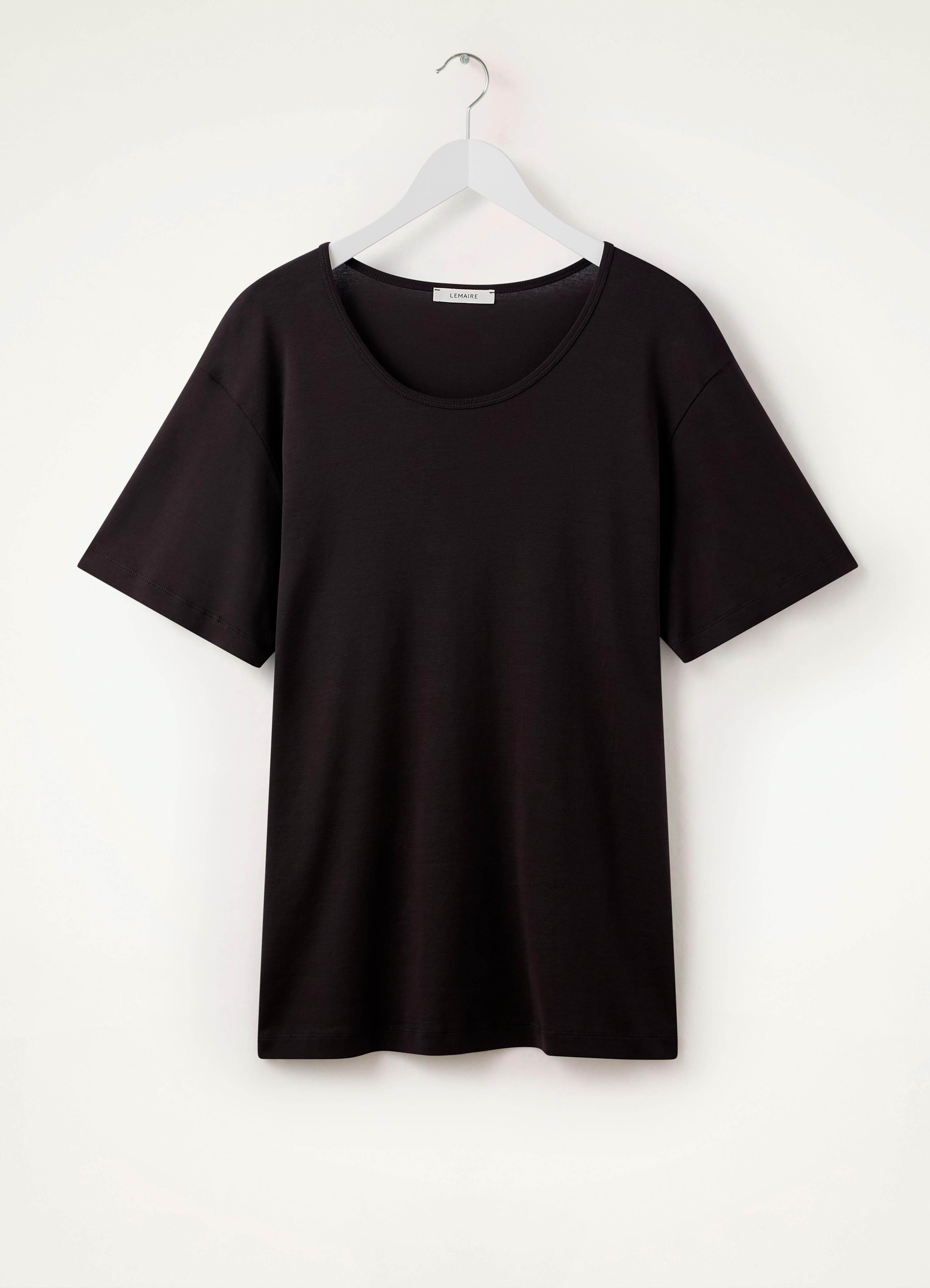 Squid Ink Rib U Neck T-Shirt in Rib Jersey | LEMAIRE