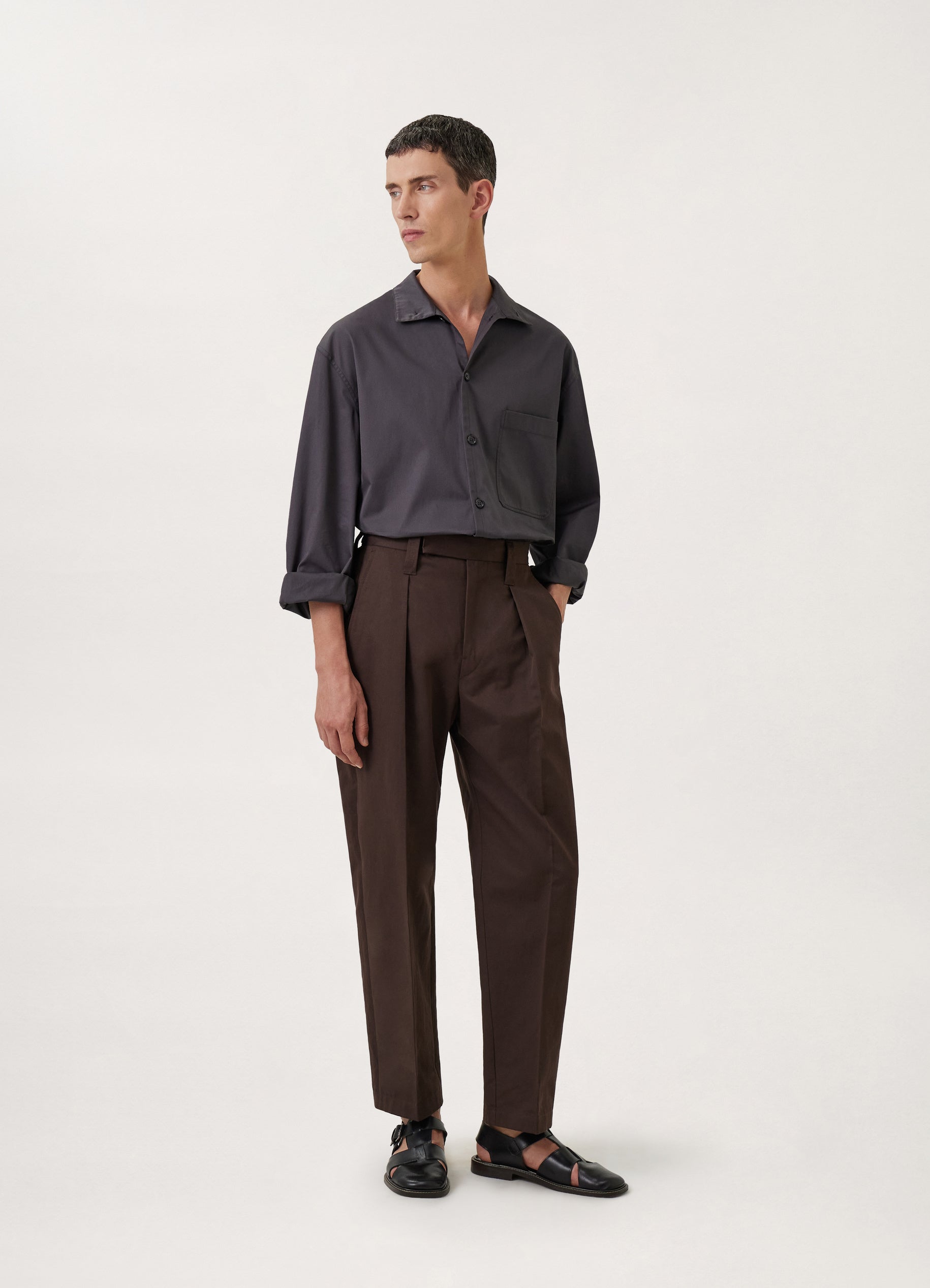 lemaire belted pleat pants iron grey - メンズ