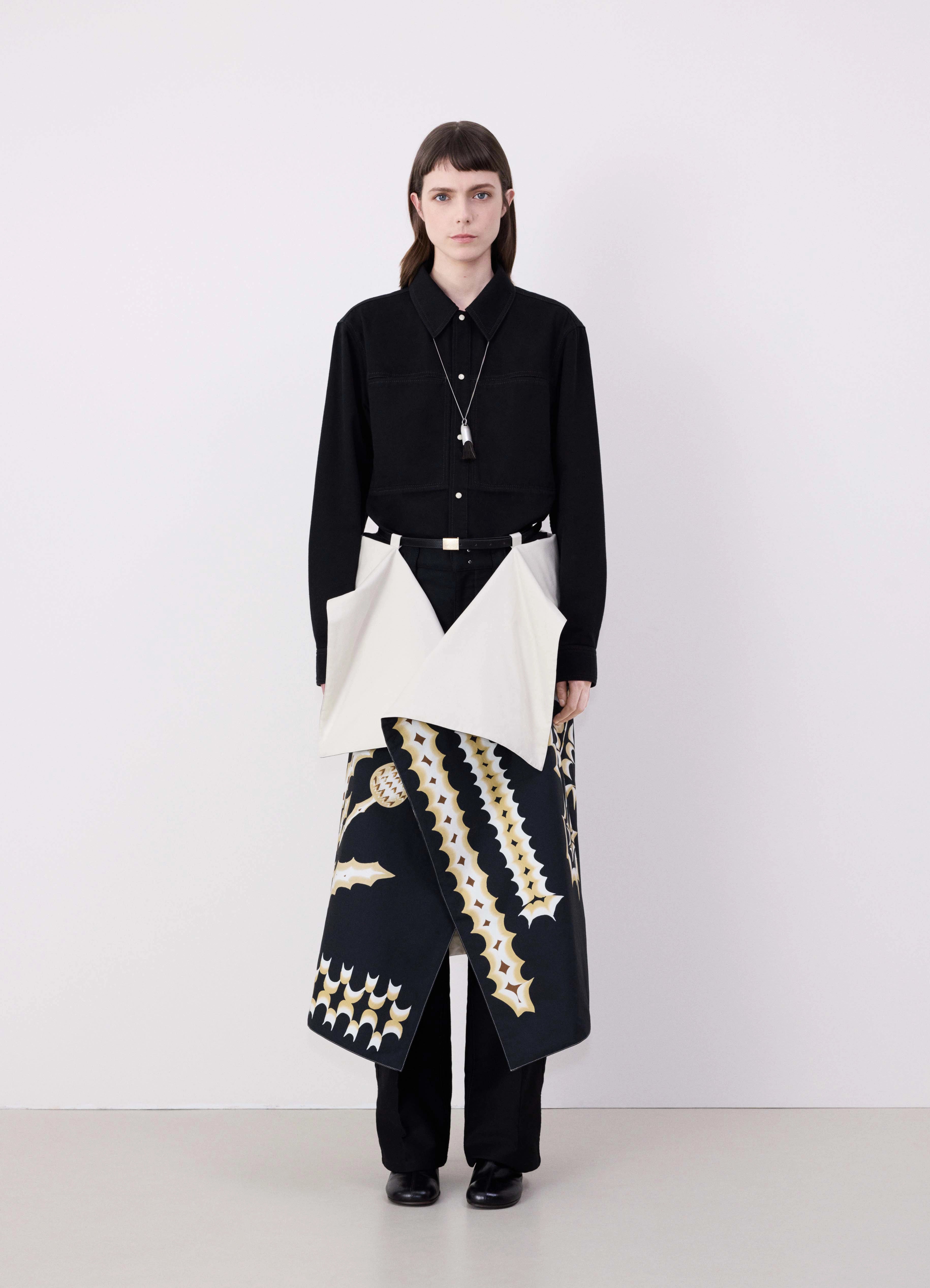 Black / Ocre / Cream Printed Wadded Blanket | LEMAIRE