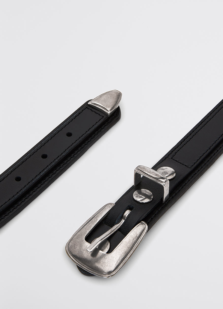 Black minimal western belt