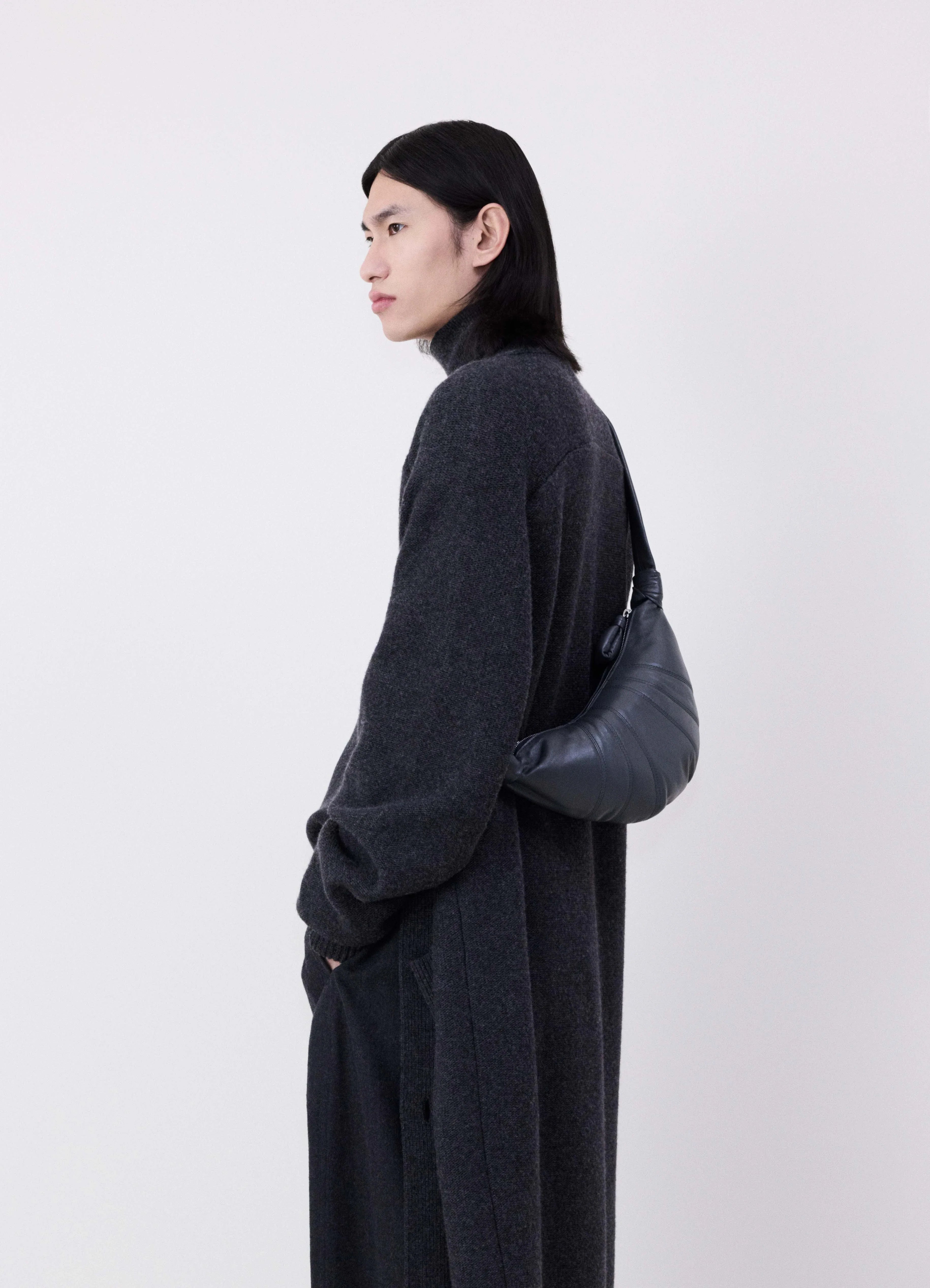 Asphalt Small Croissant Bag | LEMAIRE