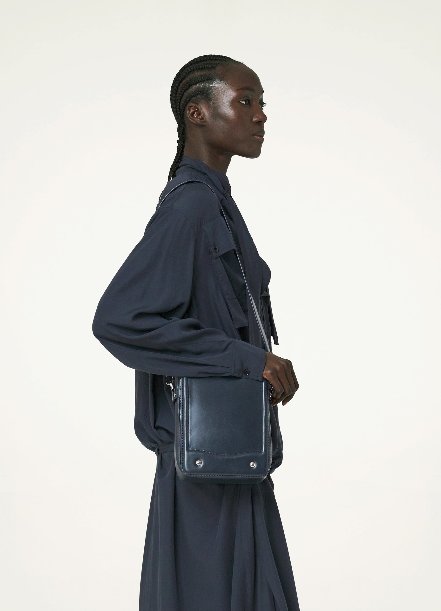 Midnight Blue Ransel Satchel Classic in Glossy Leather | LEMAIRE