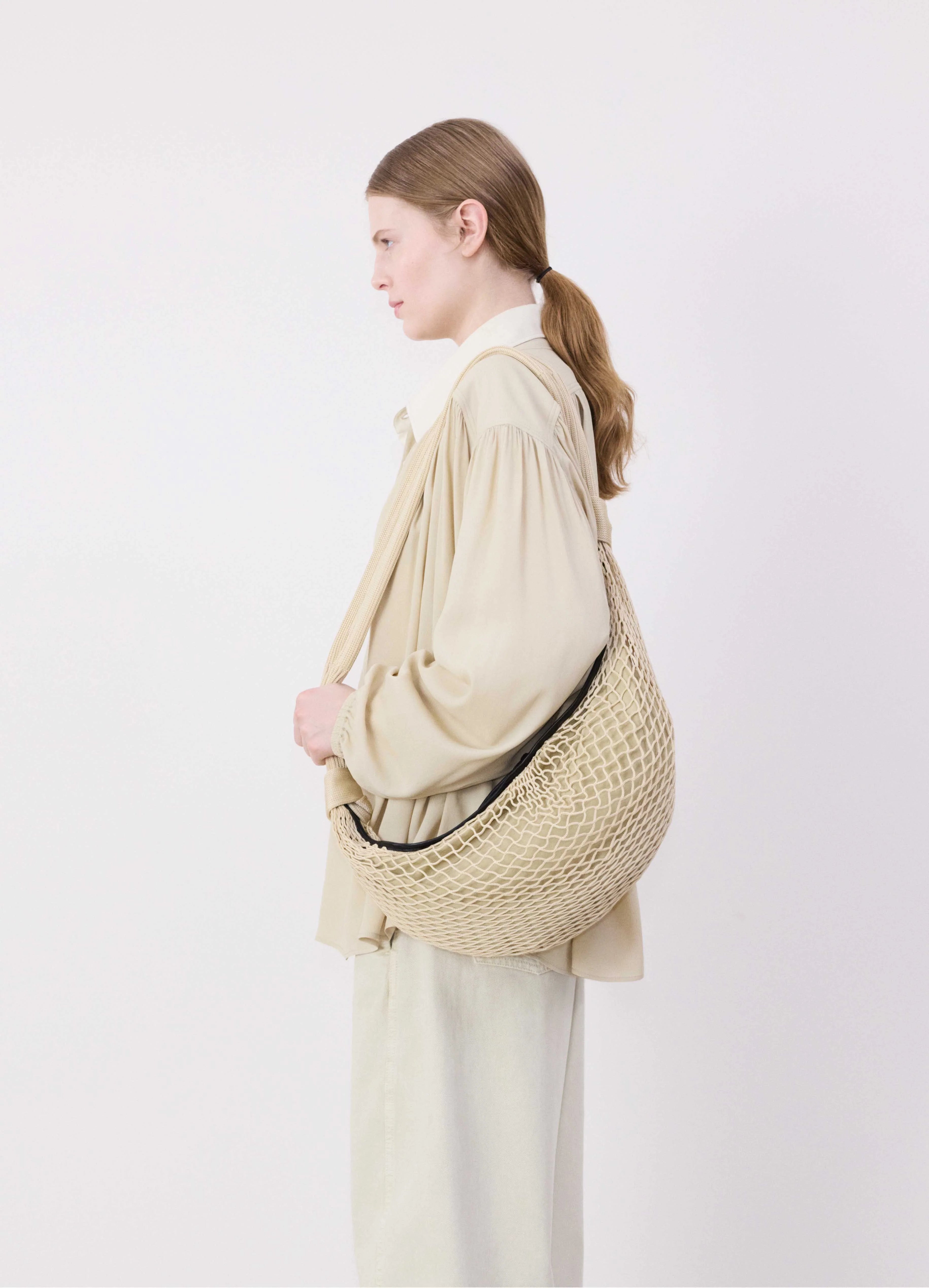 Light Beige Croissant Filt Bag LEMAIRE