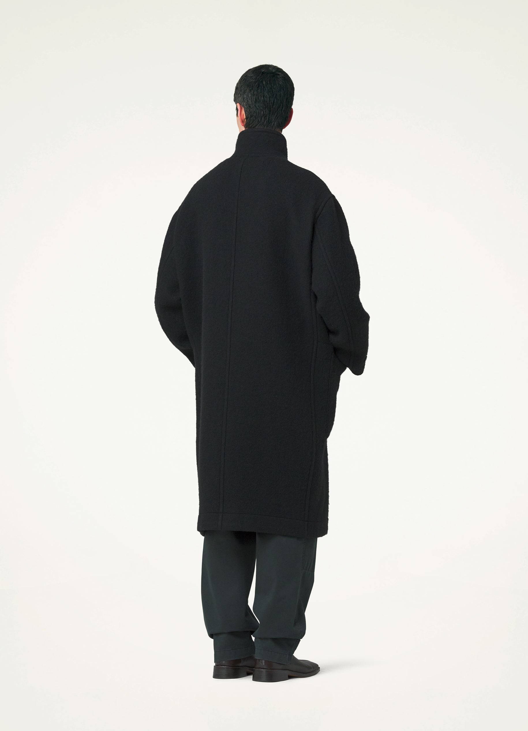 Black Maxi Duffle Coat in Wool Duffle | LEMAIRE