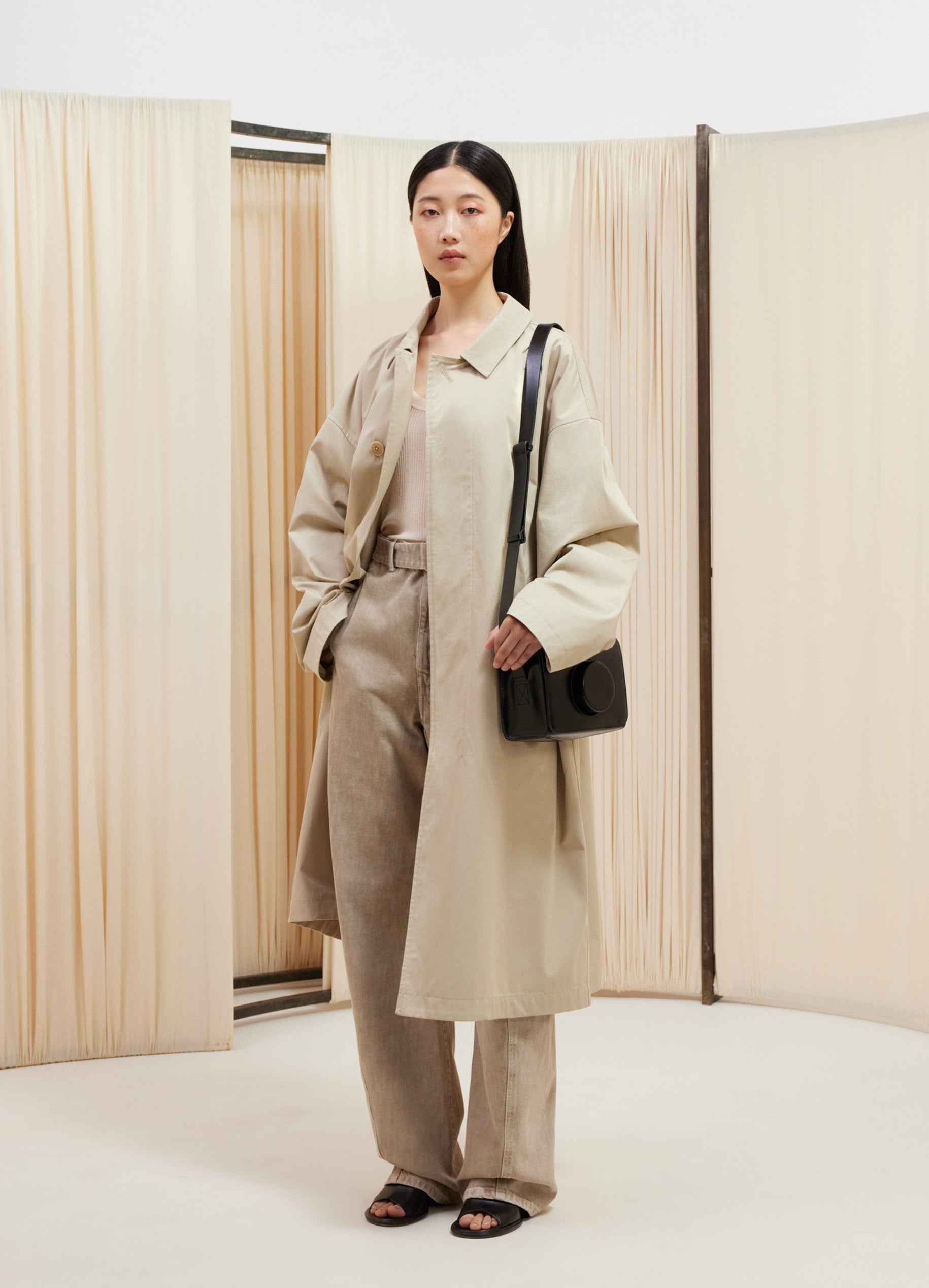 Cotton Overcoat in Dusty Mastic | LEMAIRE