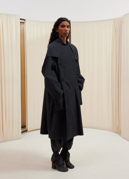 Lightweight Asymmetrical Coat in Black | LEMAIRE