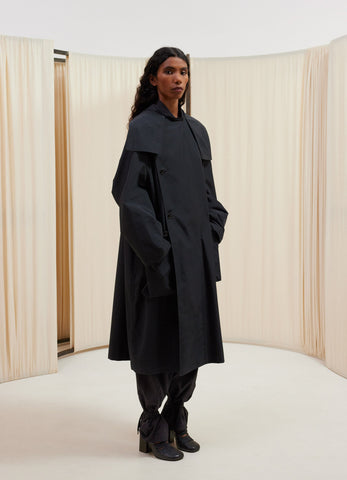 Lightweight Asymmetrical Coat in Black | LEMAIRE