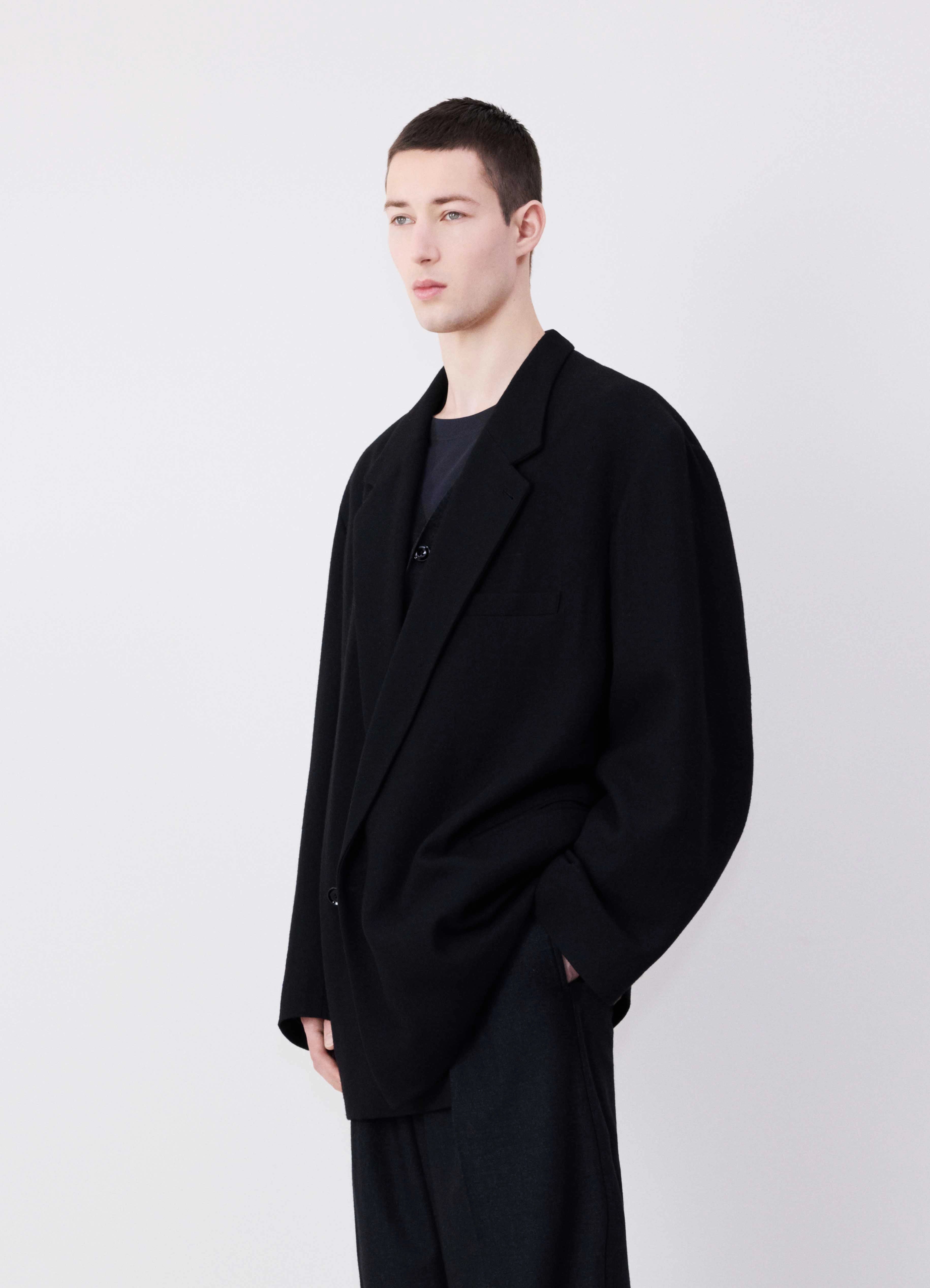 Black Short Maxi Double Breasted Coat | LEMAIRE