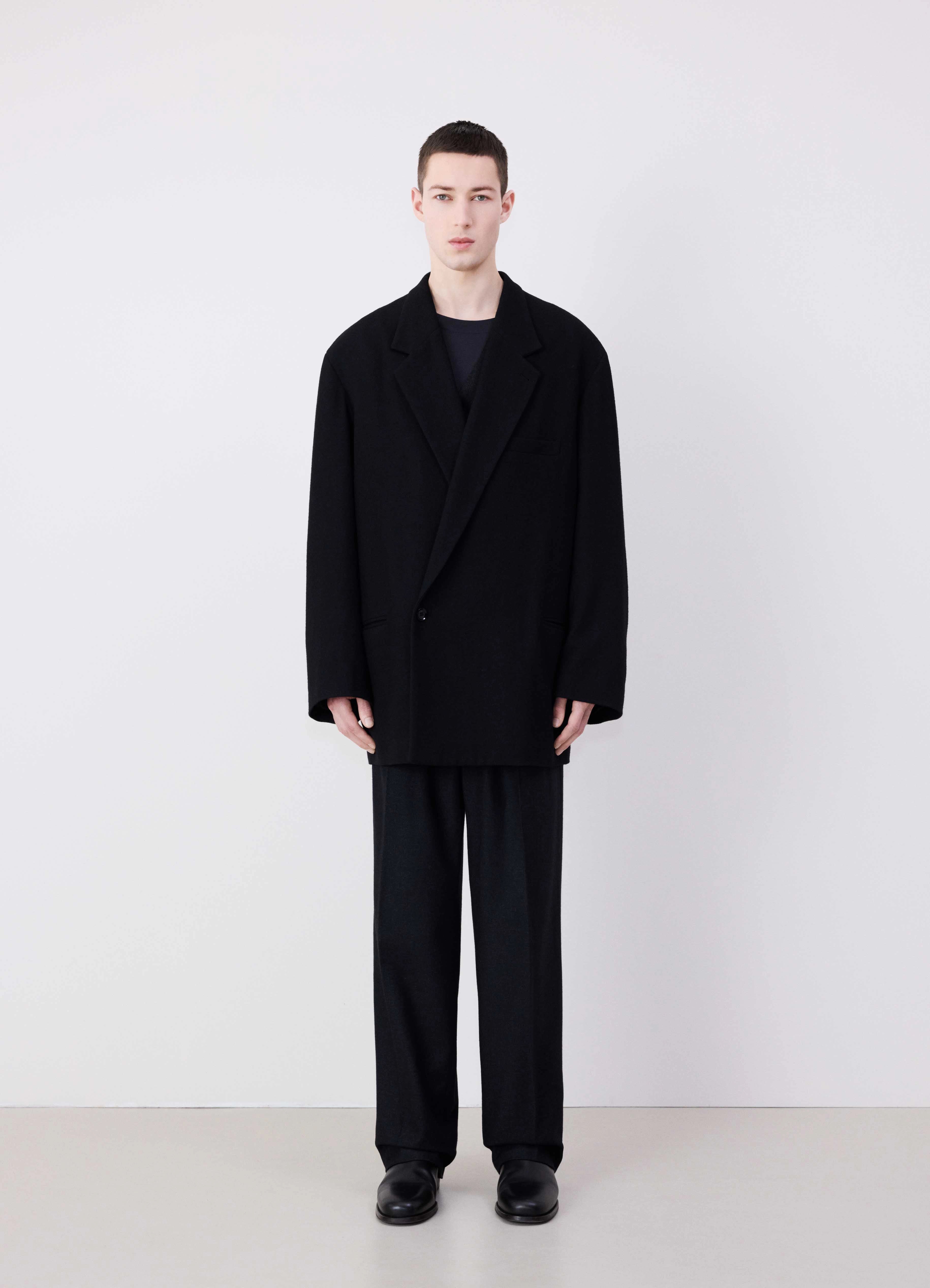 Black Short Maxi Double Breasted Coat | LEMAIRE