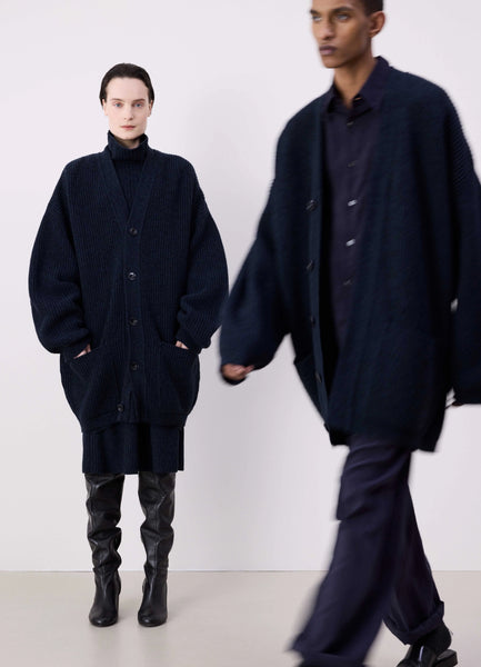 Midnight Navy Melange Felted Cardi Coat | LEMAIRE