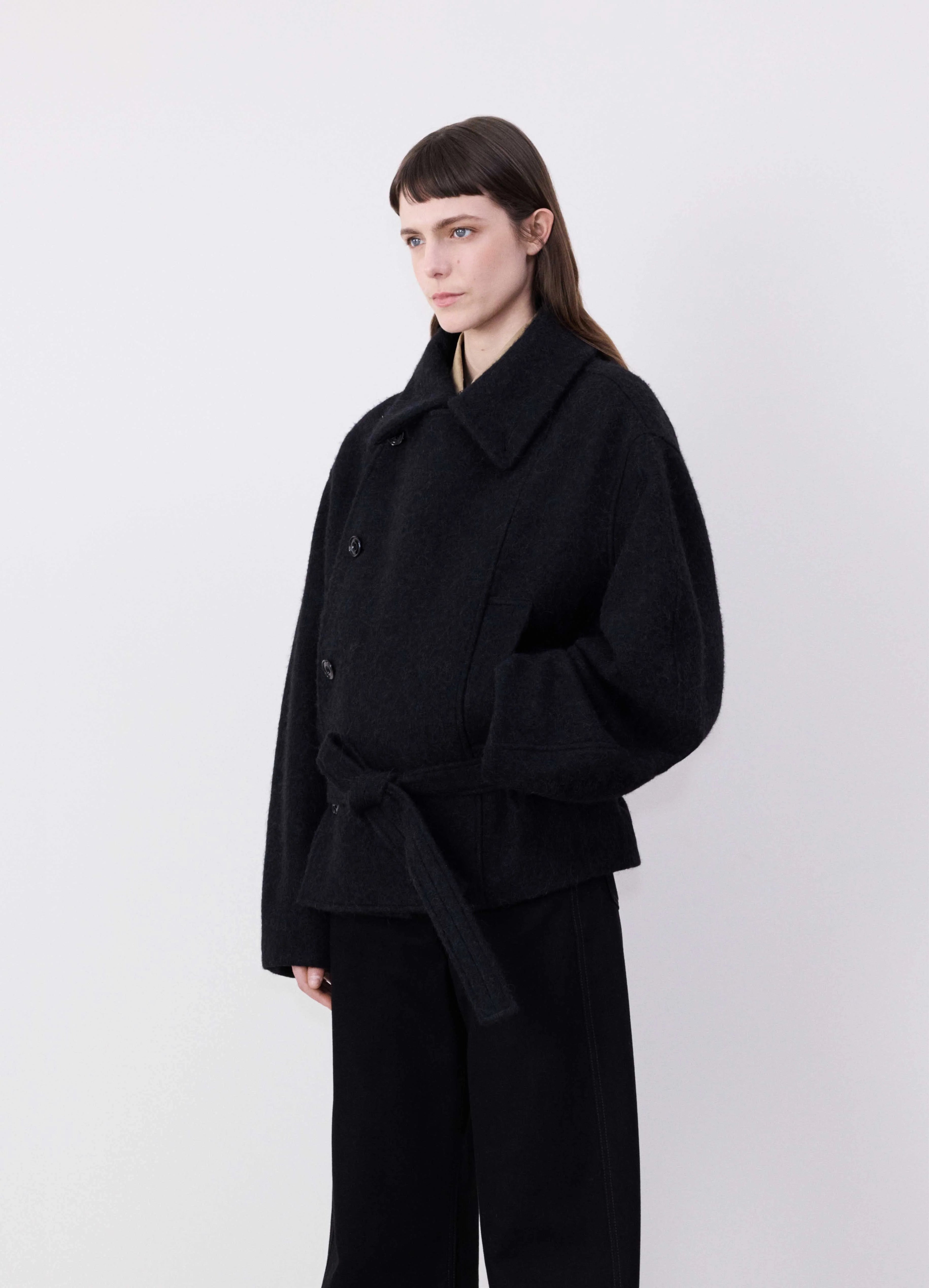 Black Wrap Coat | LEMAIRE