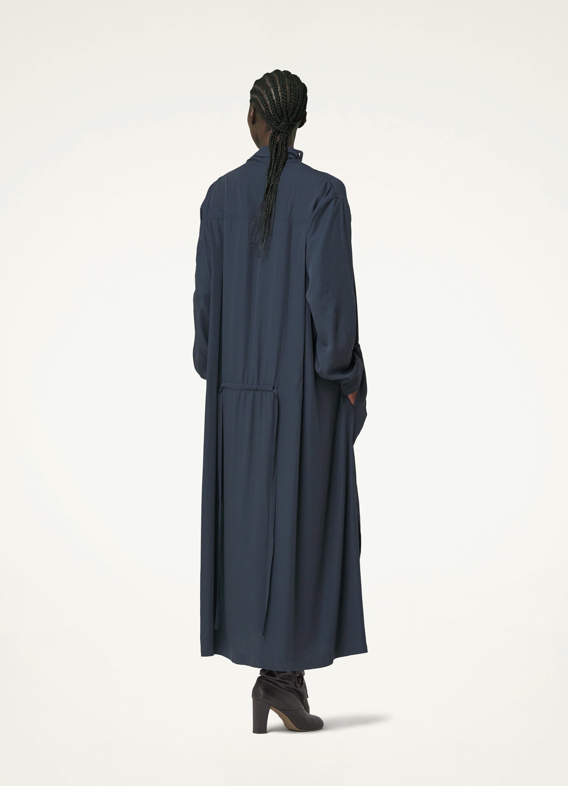 Midnight Blue Two Pockets Blouse Dress in Lyocell | LEMAIRE