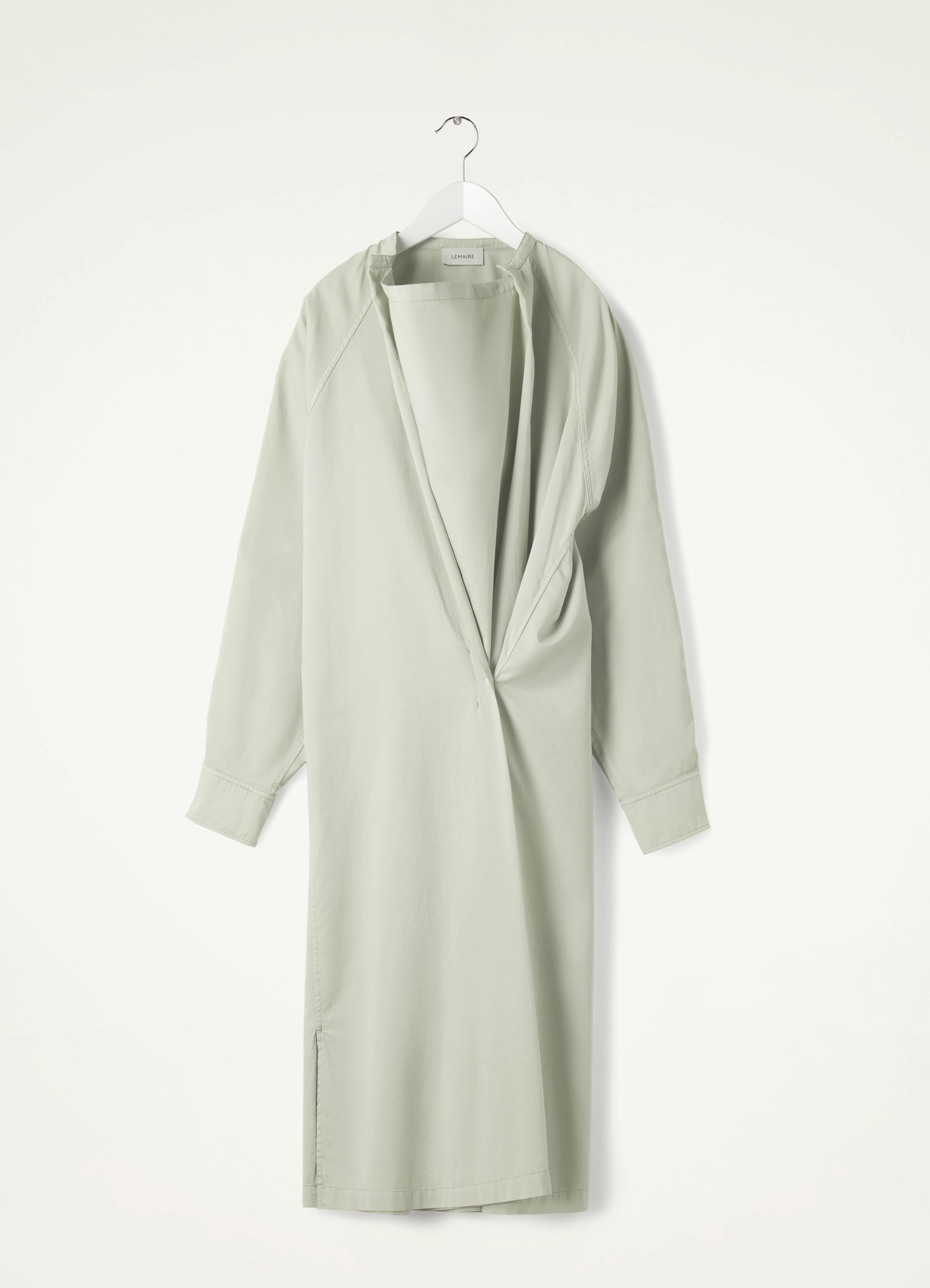 Twisted Shirt Dress in Light Sage Color - LEMAIRE