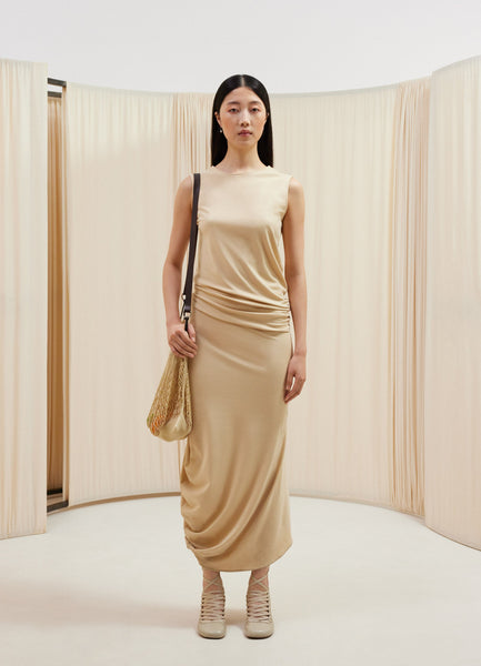 Fitted Twisted Dress in Soft Sand | LEMAIRE