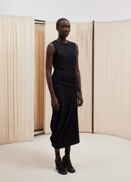 Fitted Twisted Dress in Black | LEMAIRE