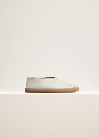 Clay White Piped Sneakers in Soft Leather | LEMAIRE