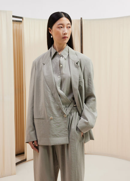 Double Breasted Jacket in Light Misty Grey | LEMAIRE