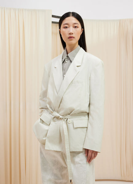Light Tailored Belted Jacket in Pale Mastic | LEMAIRE