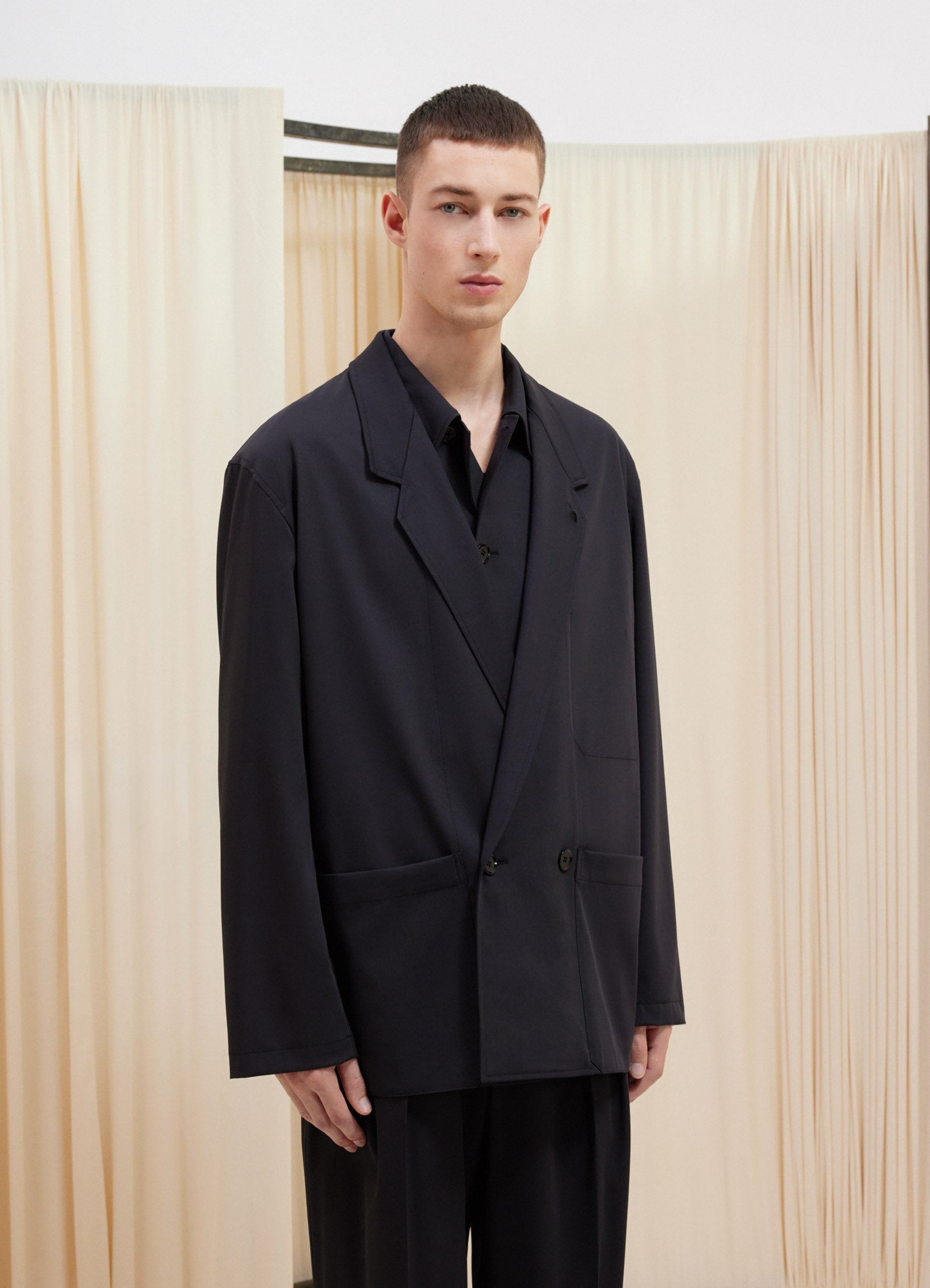 LEMAIRE checked wool coat - Black
