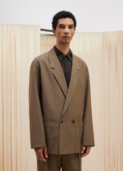 Double-Breasted Jacket in Taupe Melange | LEMAIRE