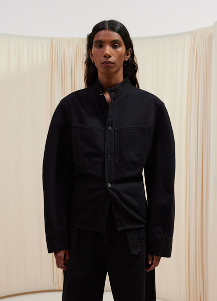 Curved Sleeve Jacket in Black | LEMAIRE