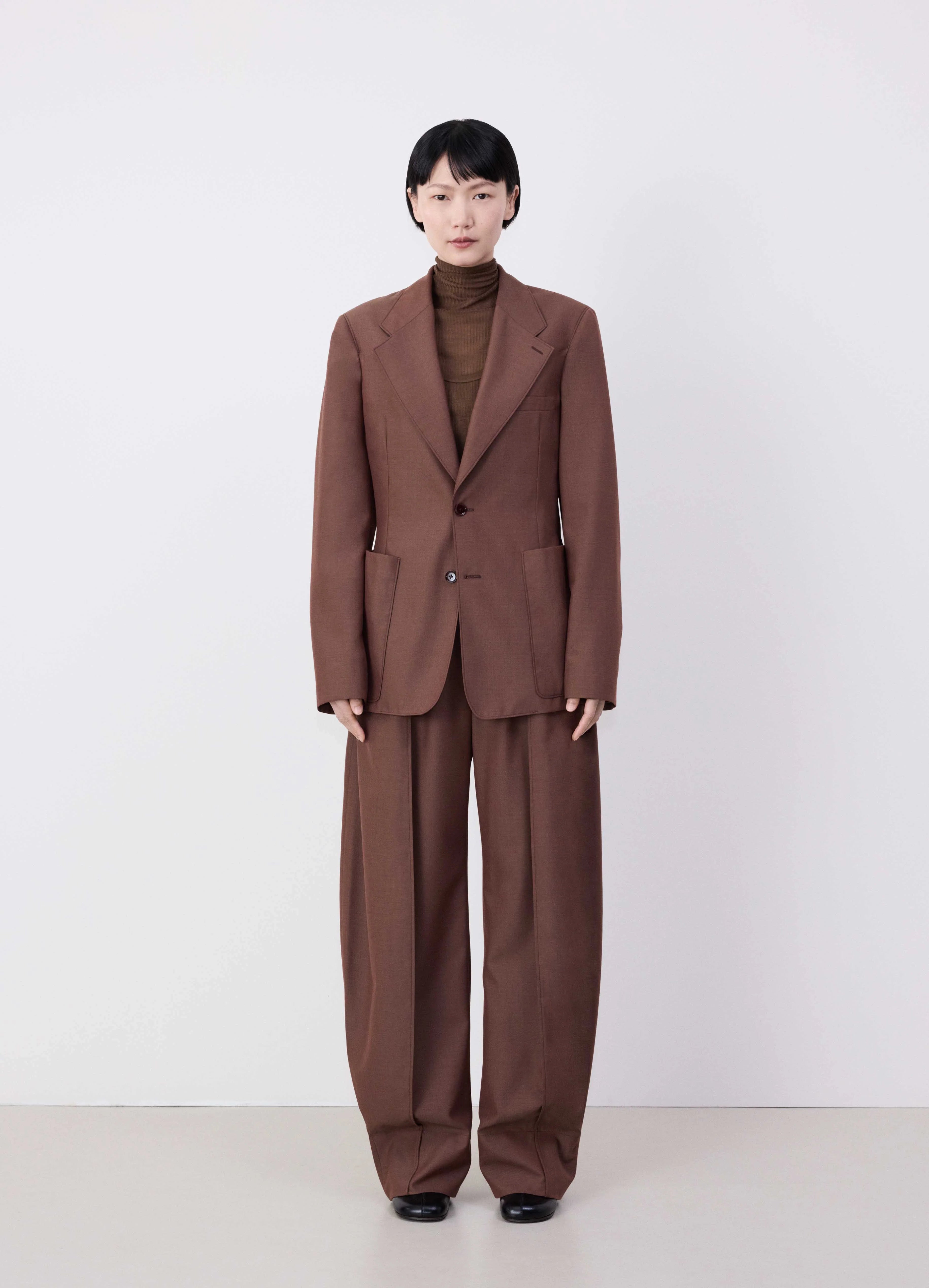 Rosy Brown Single Breasted Fitted Tailored Jacket LEMAIRE