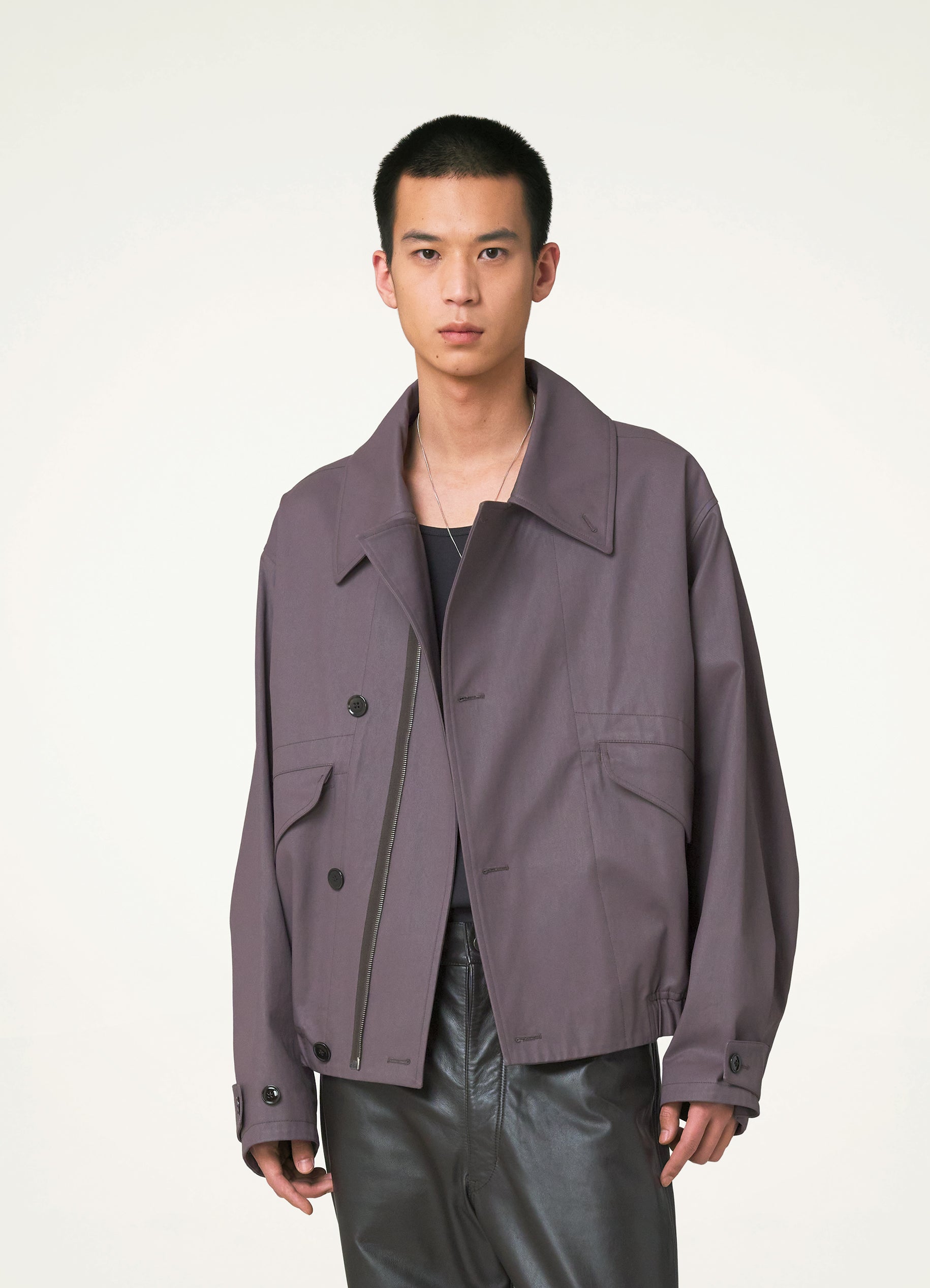 Boxy jacket in deep Mauve cotton canvas - LEMAIRE – Lemaire