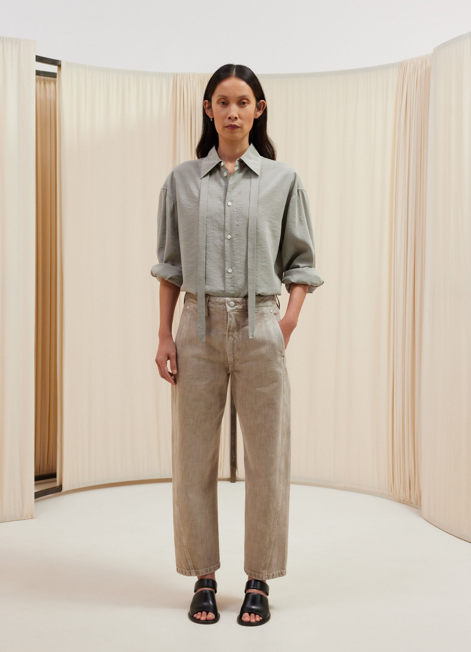 Black Twisted Pants in Heavy Denim | LEMAIRE