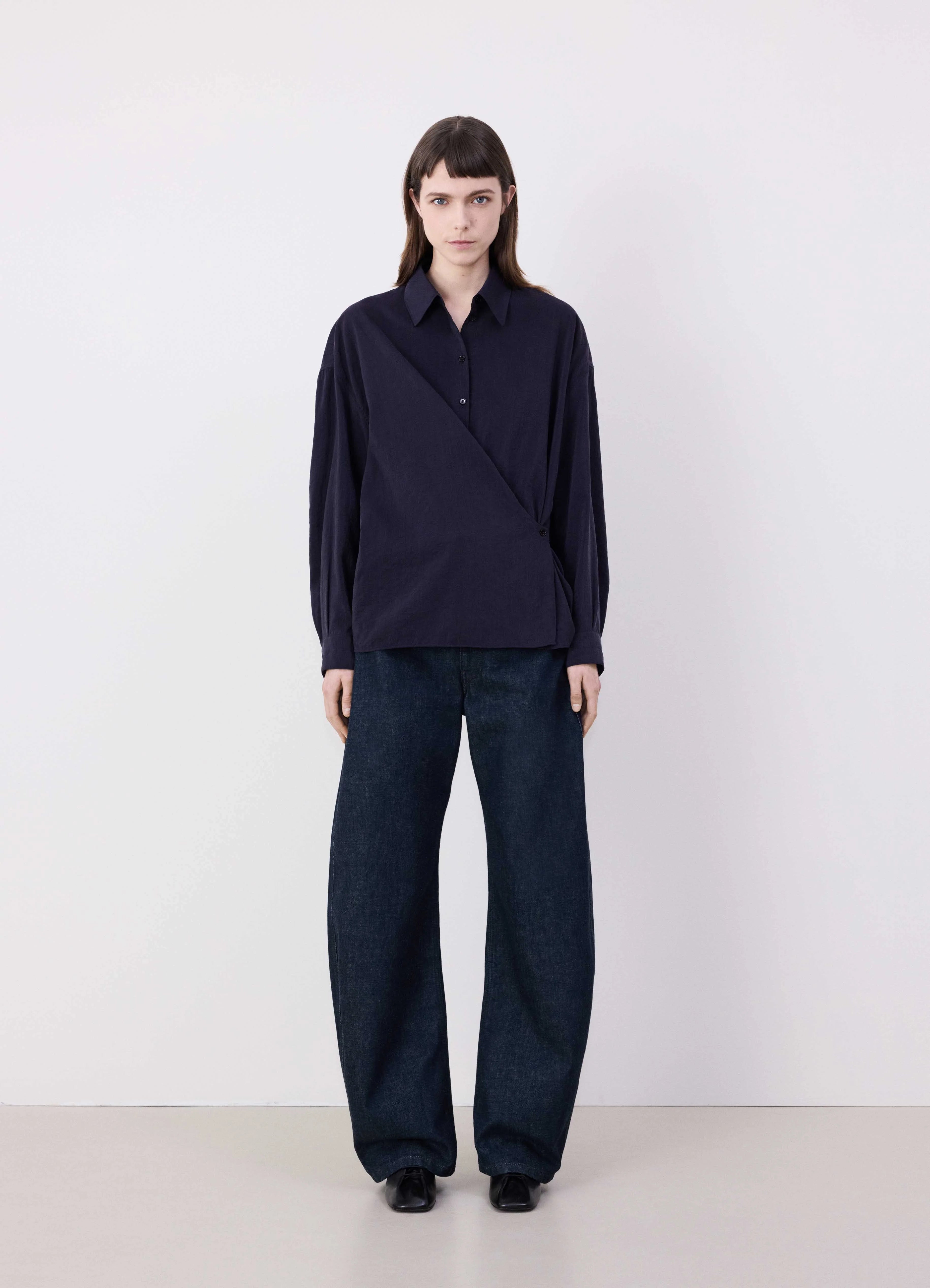 Denim Indigo High Waisted Curved Pants | LEMAIRE