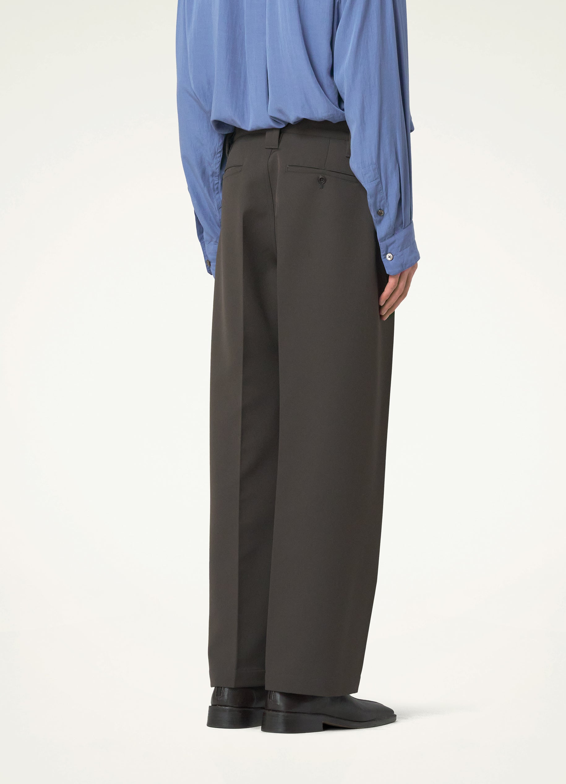 Dark Brown Straight Pants in Poly Wool | LEMAIRE