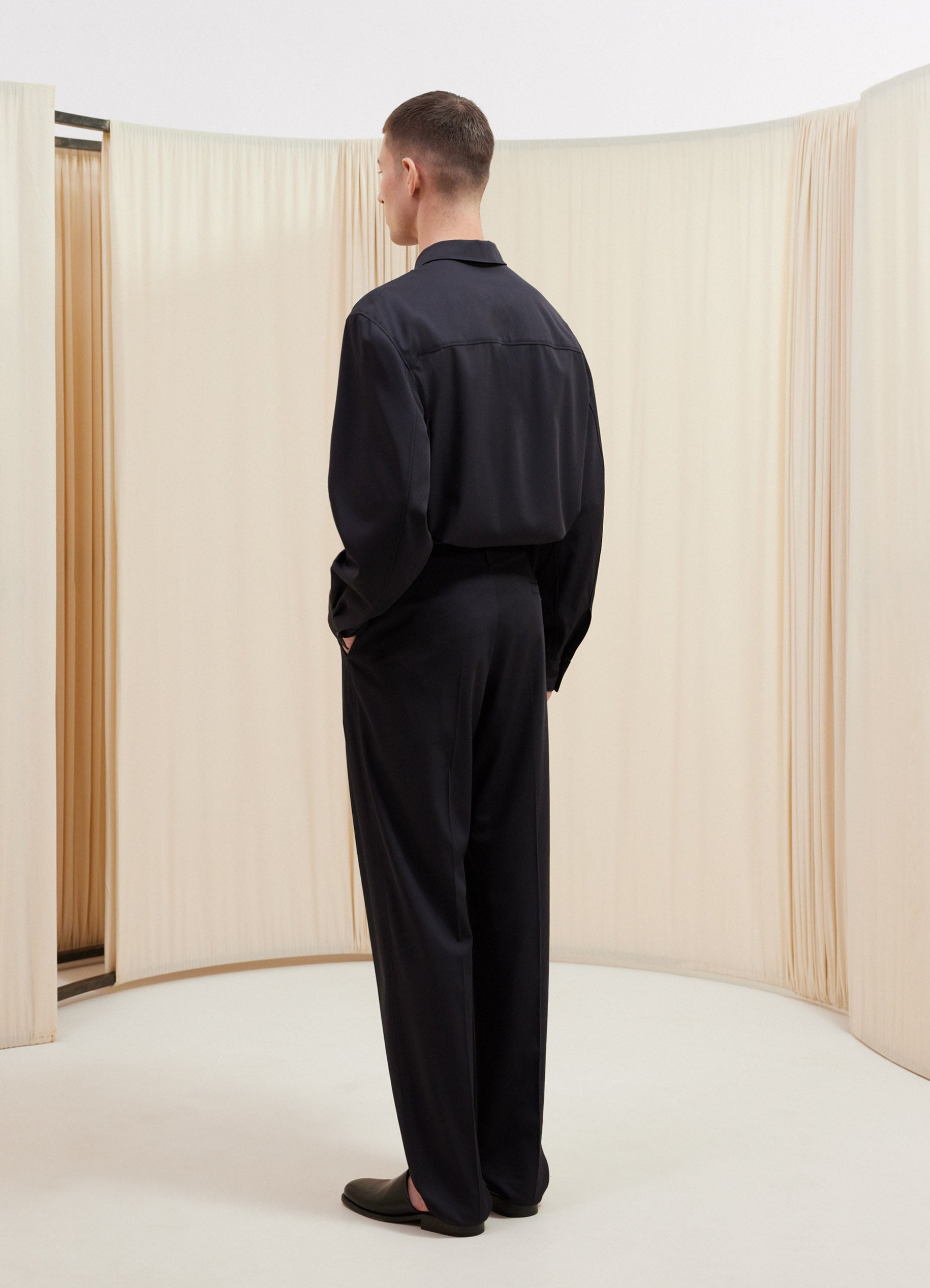 Belted Twisted Pants in Black | LEMAIRE