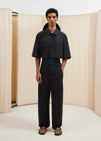 Black 3D Pants in Wr Cotton Gabardine | LEMAIRE