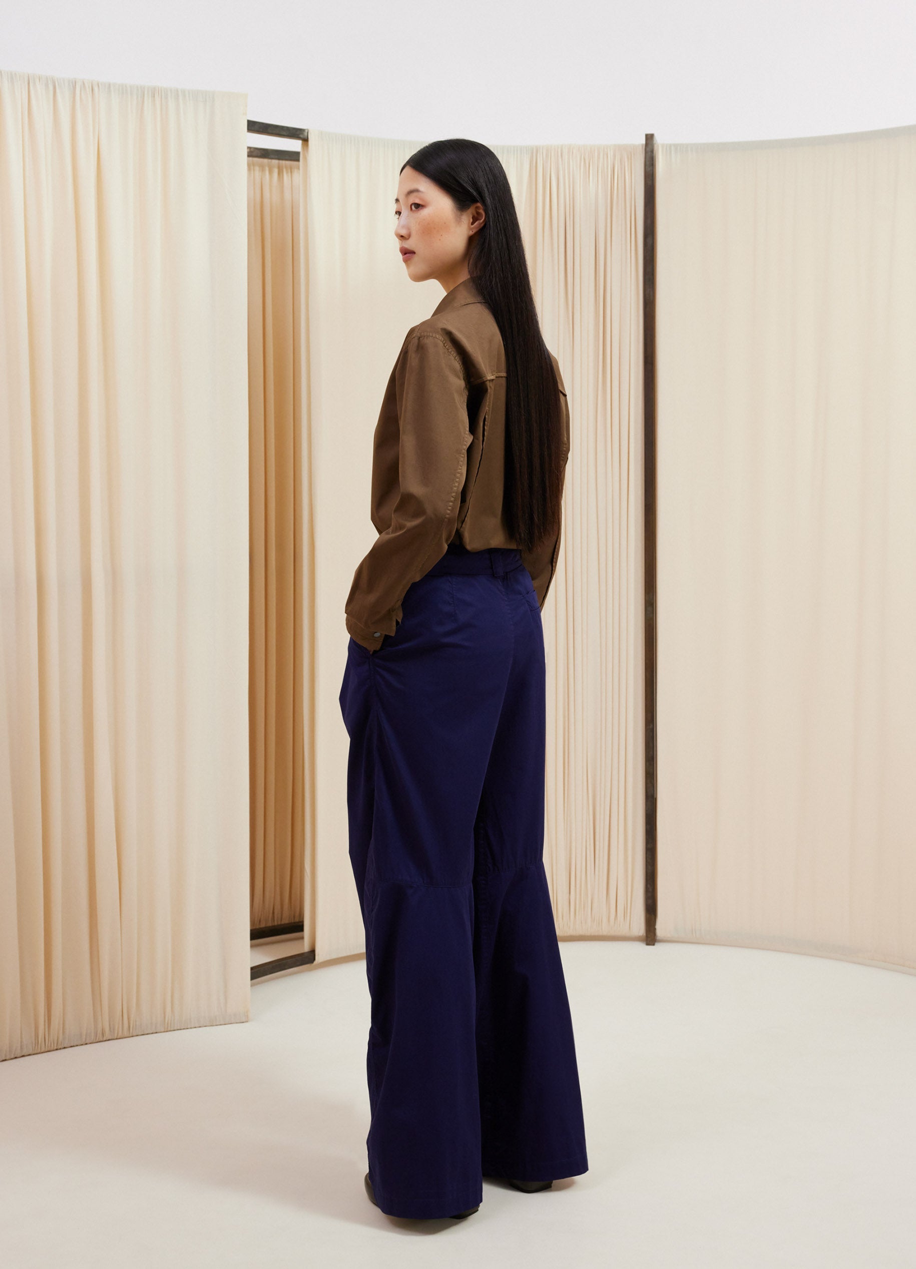 Twisted Belted Pants in Denim Indigo | LEMAIRE