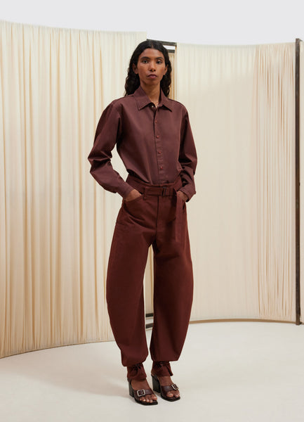 BeltedTapered Pants in Chocolate Fondant - LEMAIRE