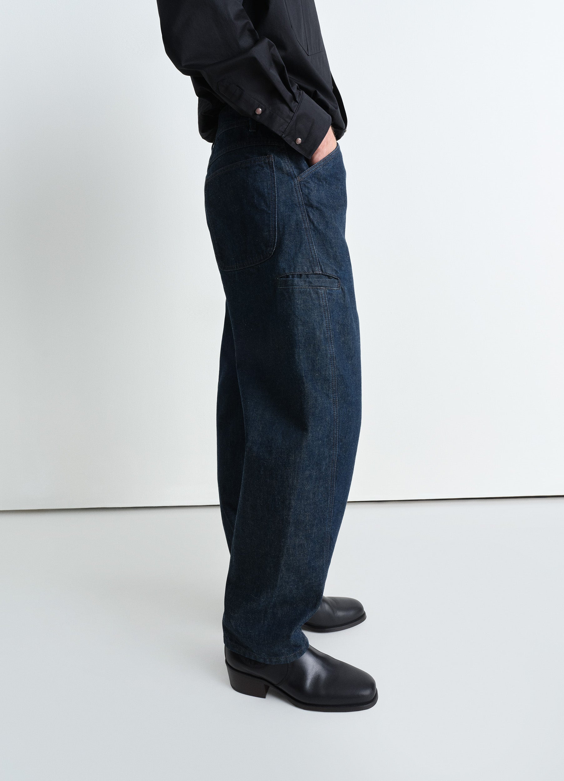 Denim Indigo Twisted Workwear Pants | LEMAIRE