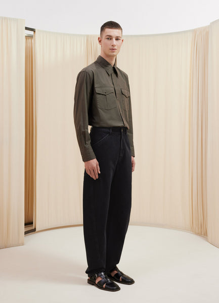 Twisted Workwear Pants in Denim Soft Bleached Black | LEMAIRE