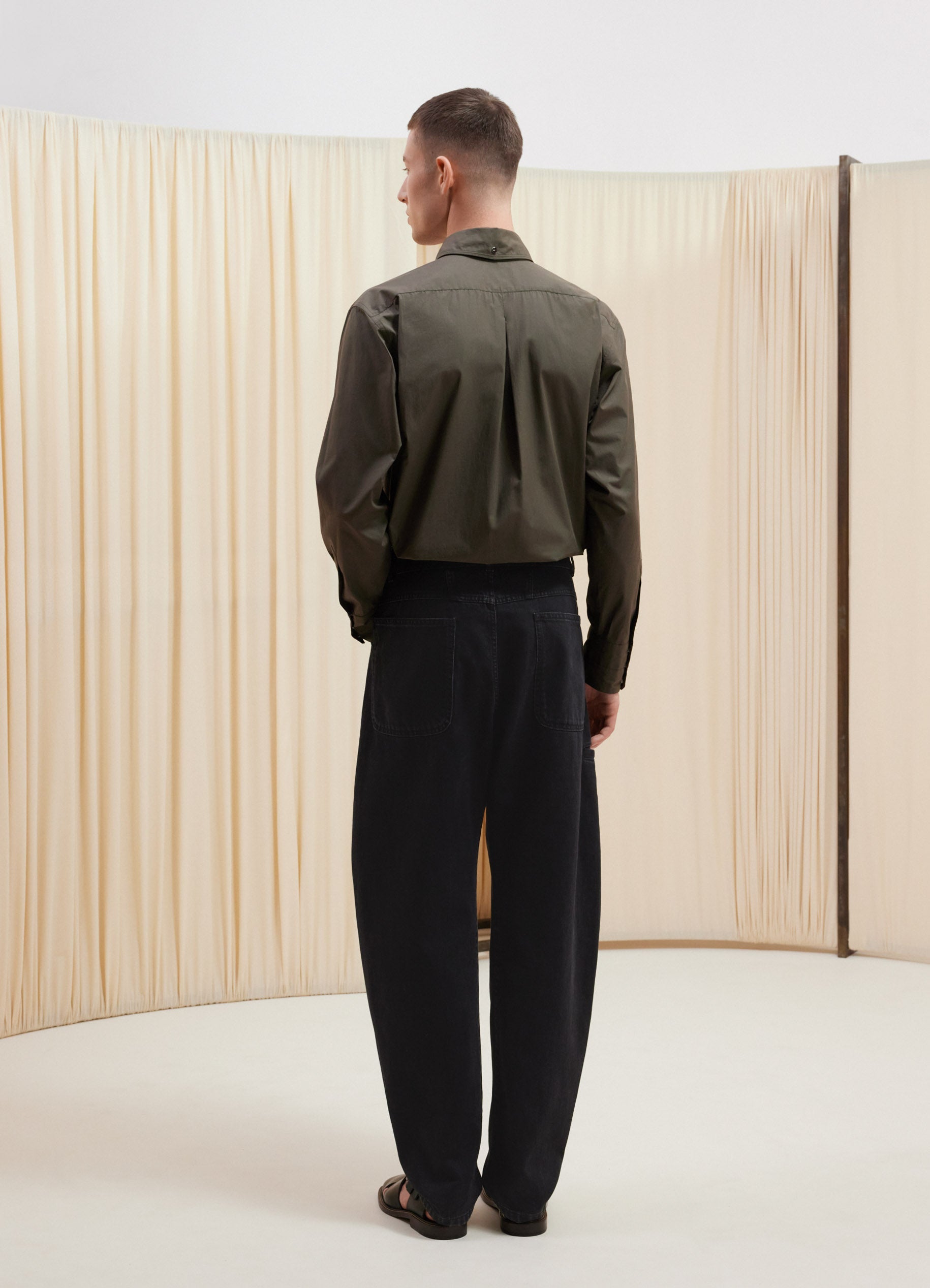 Twisted Workwear Pants in Denim Soft Bleached Black | LEMAIRE