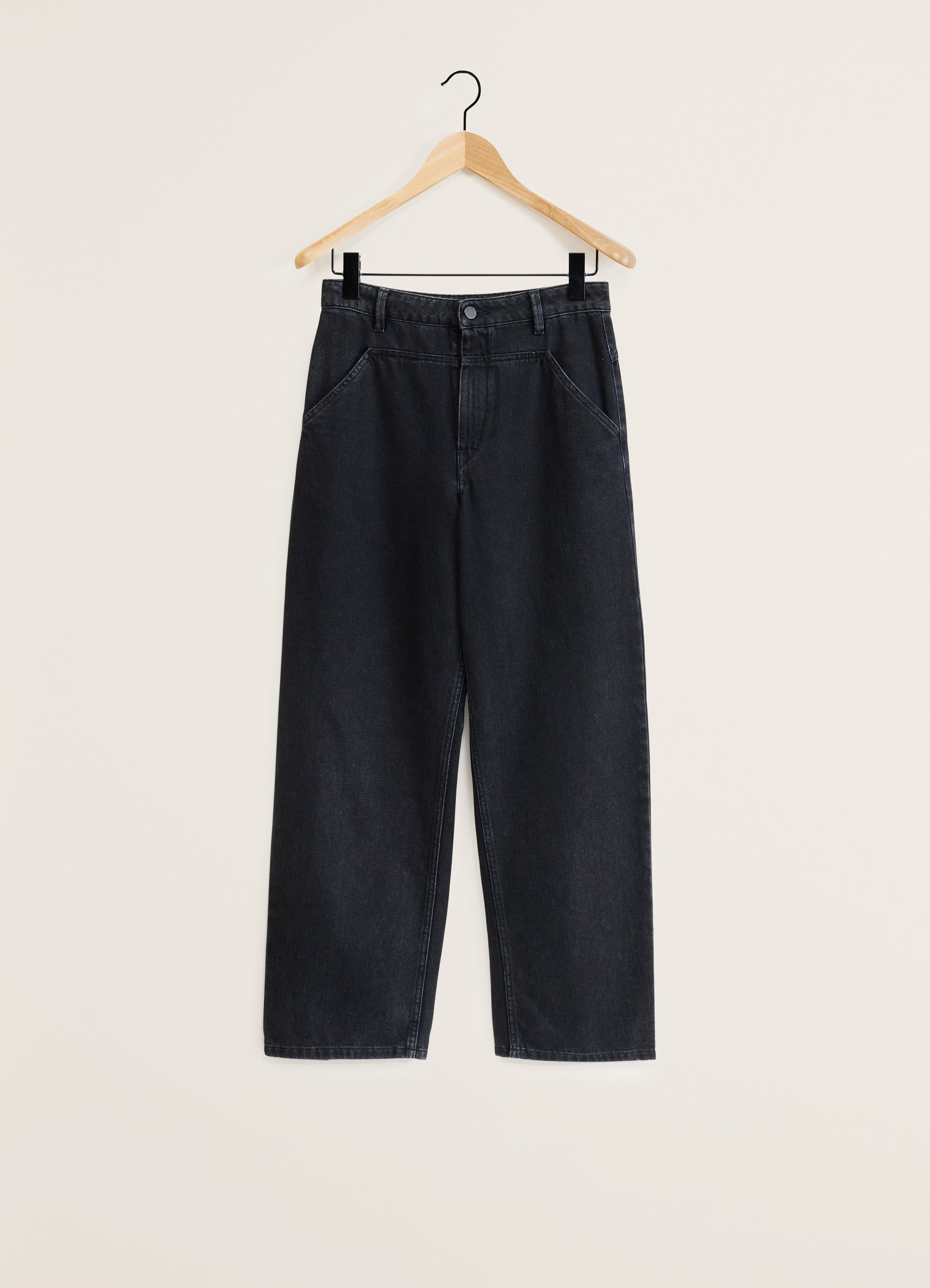 Indigo Blue High Waisted Curved Pants in Heavy Denim | LEMAIRE
