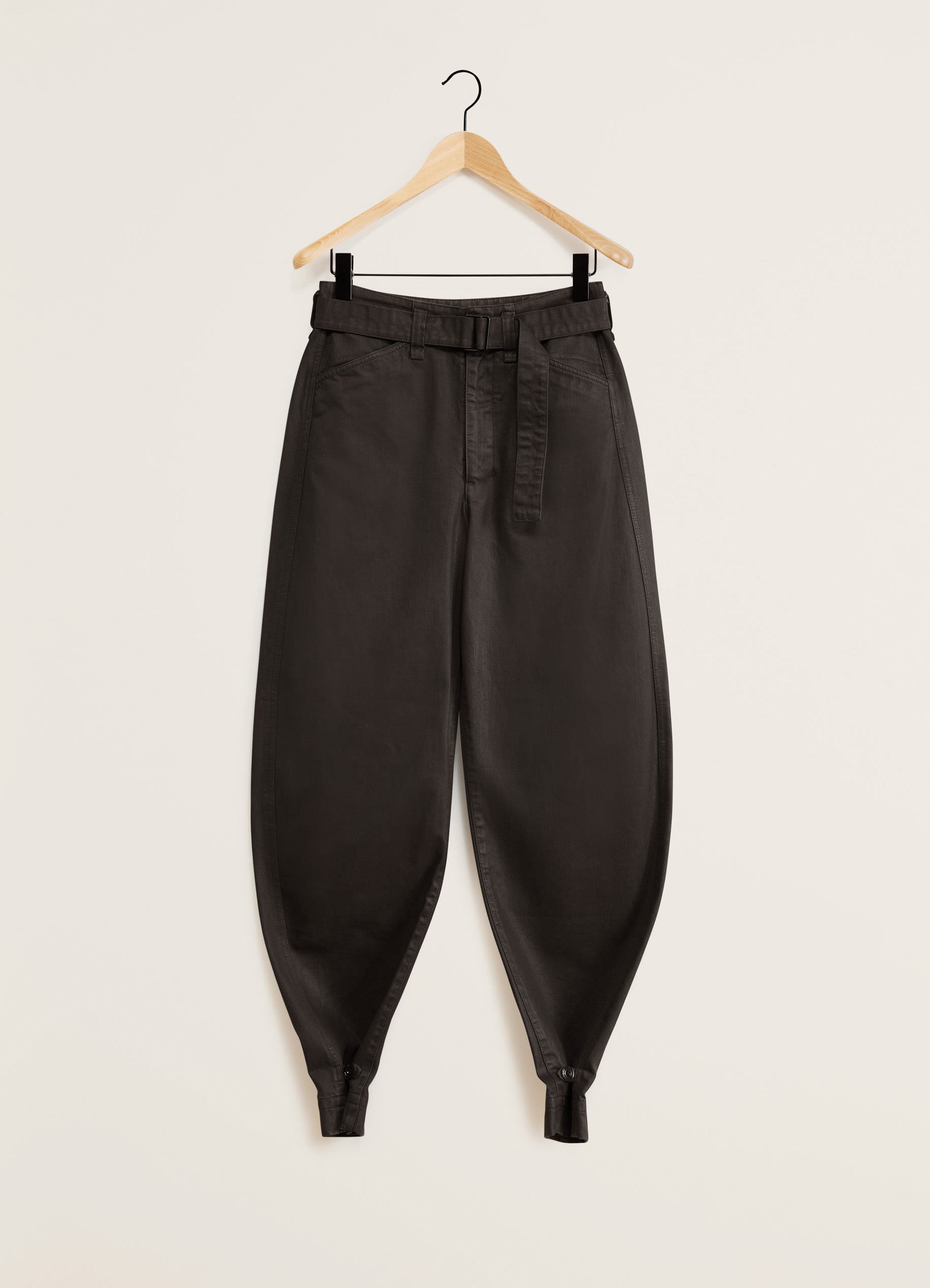 Belted Tapered Pants in Khaki Brown | LEMAIRE