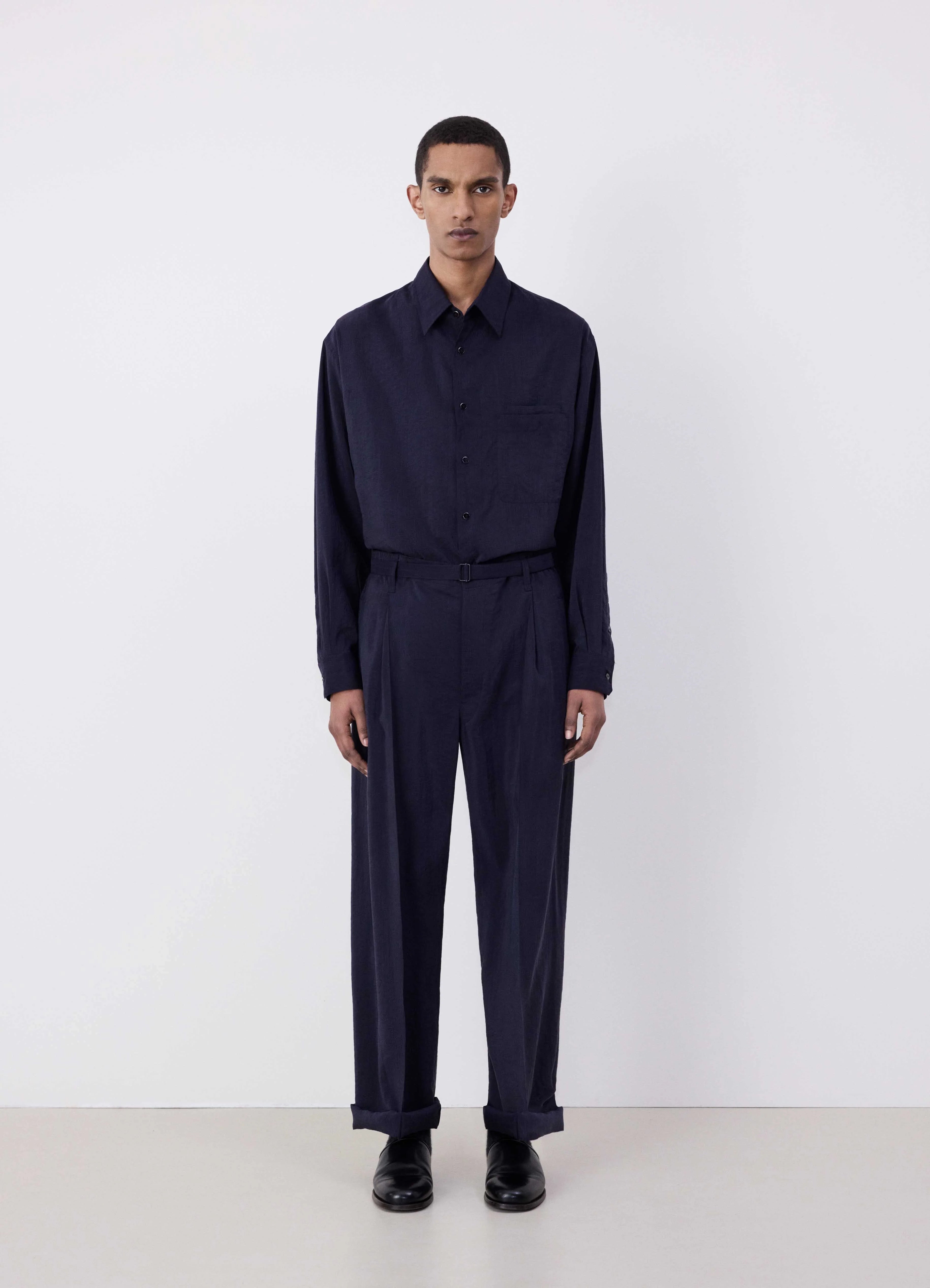 Midnight Violet Belted Relaxed Pants | LEMAIRE