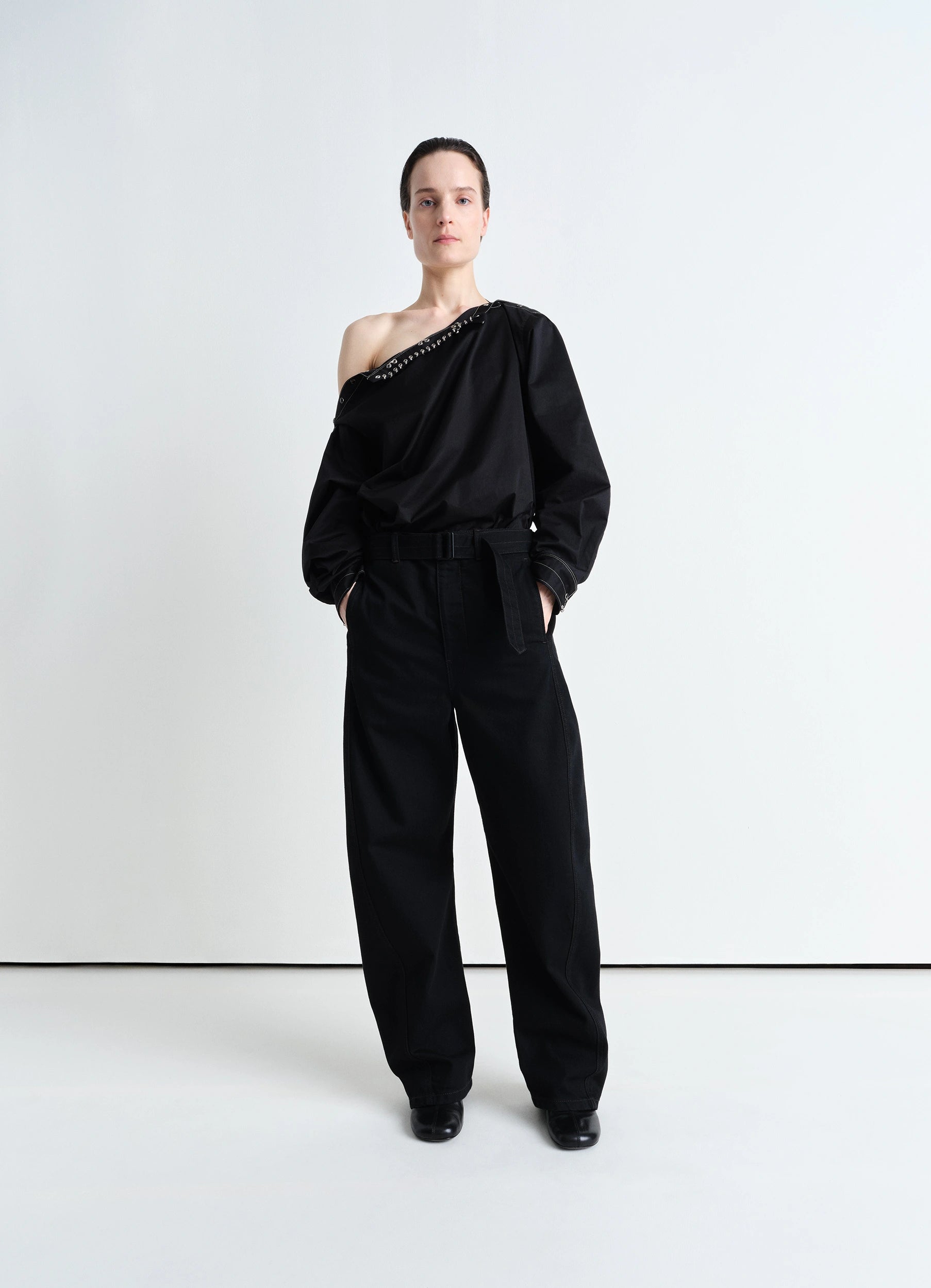 Black Twisted Workwear Pants | LEMAIRE